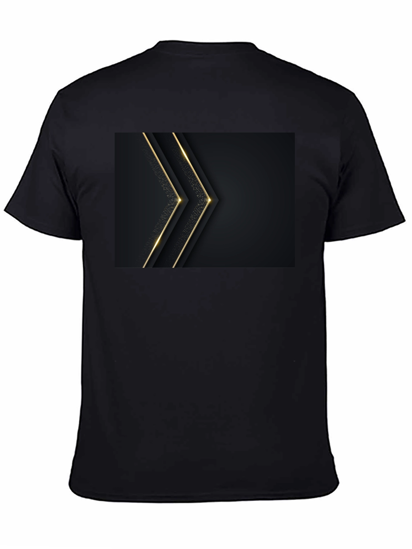 Sleek Black Tee with Gold Arrow Design