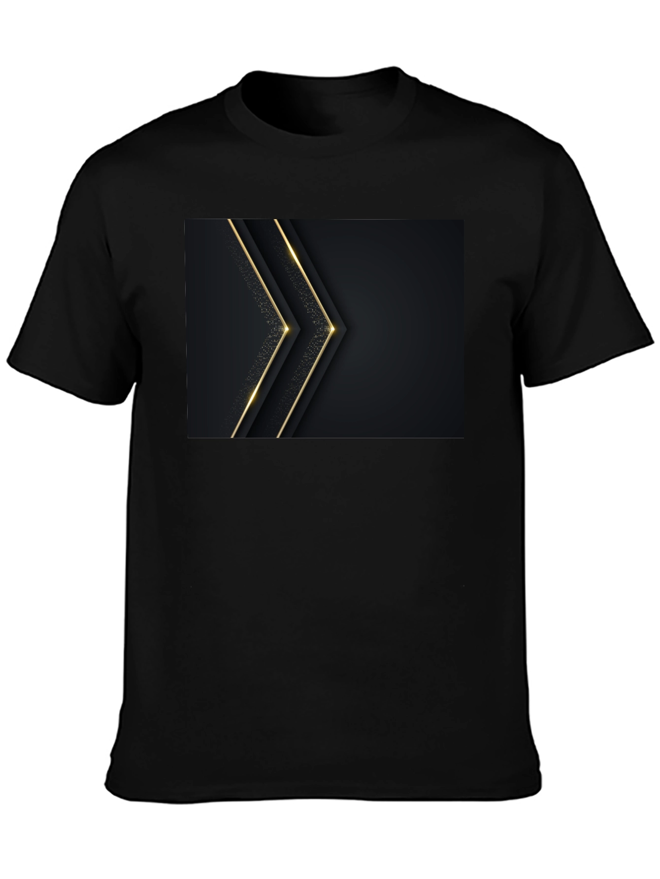 Sleek Black Tee with Gold Arrow Design