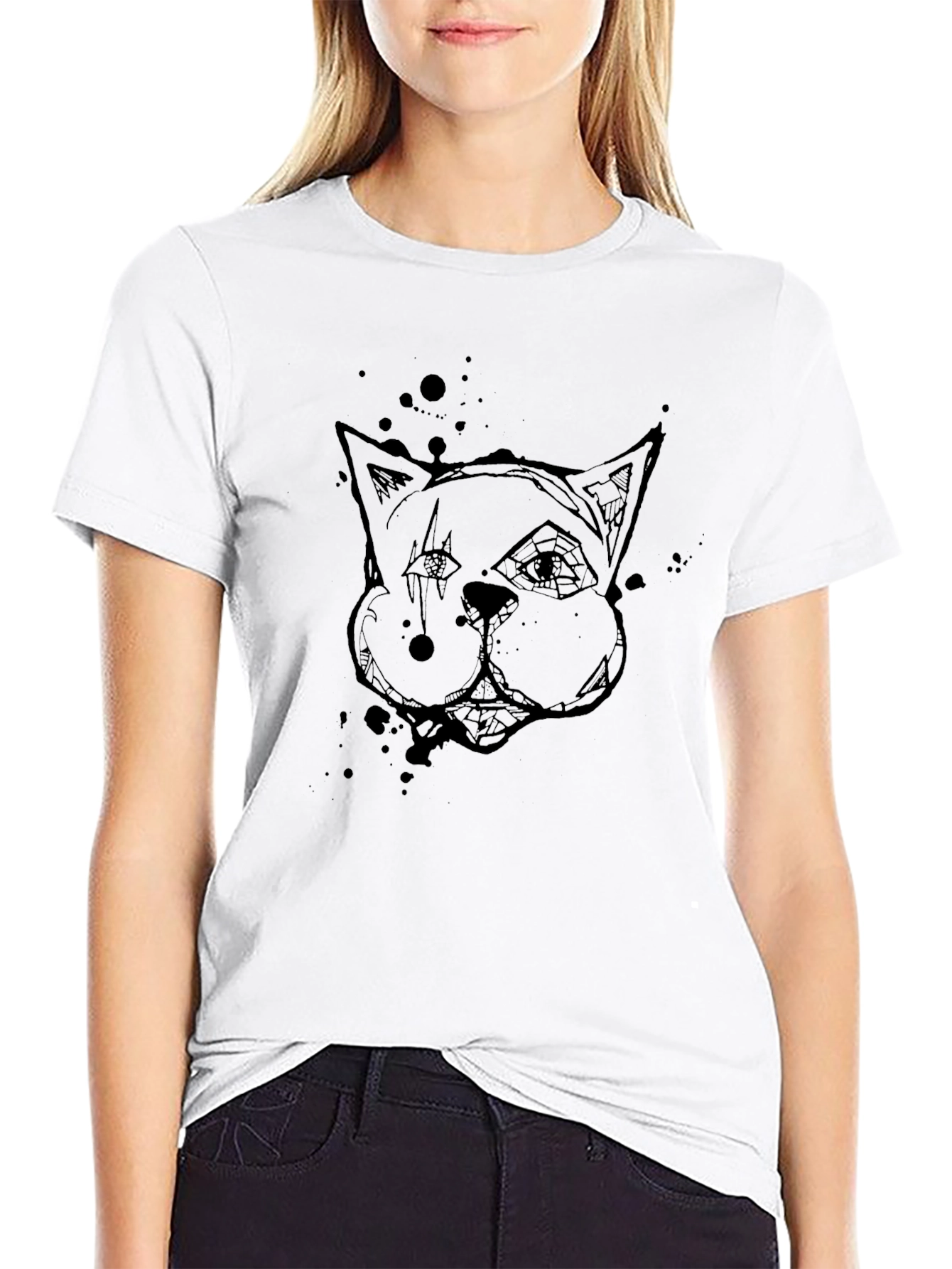 Edgy Cat Graphic Tee - Black Cotton T-Shirt
