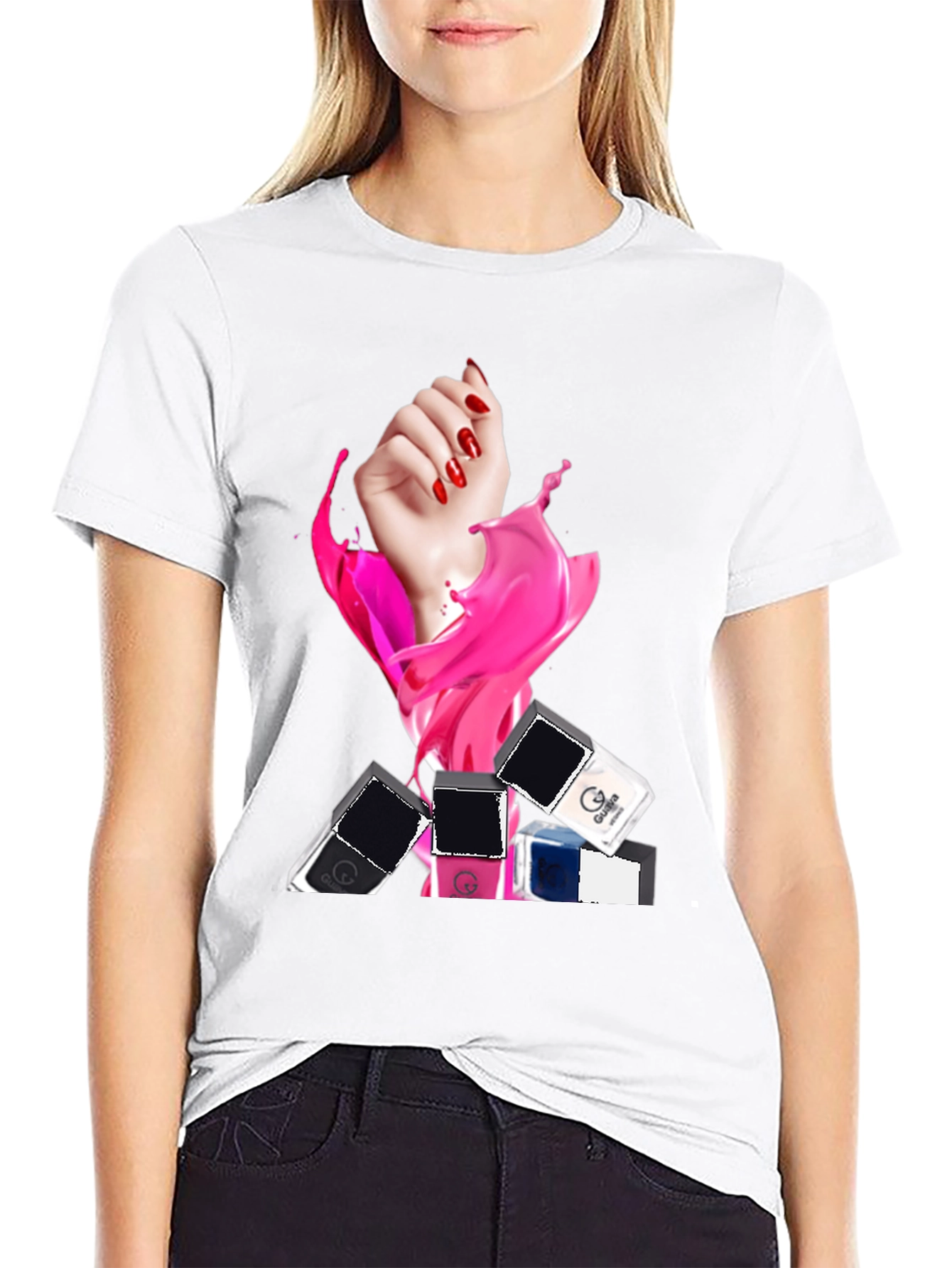 Nail Polish Splash Graphic T-Shirt