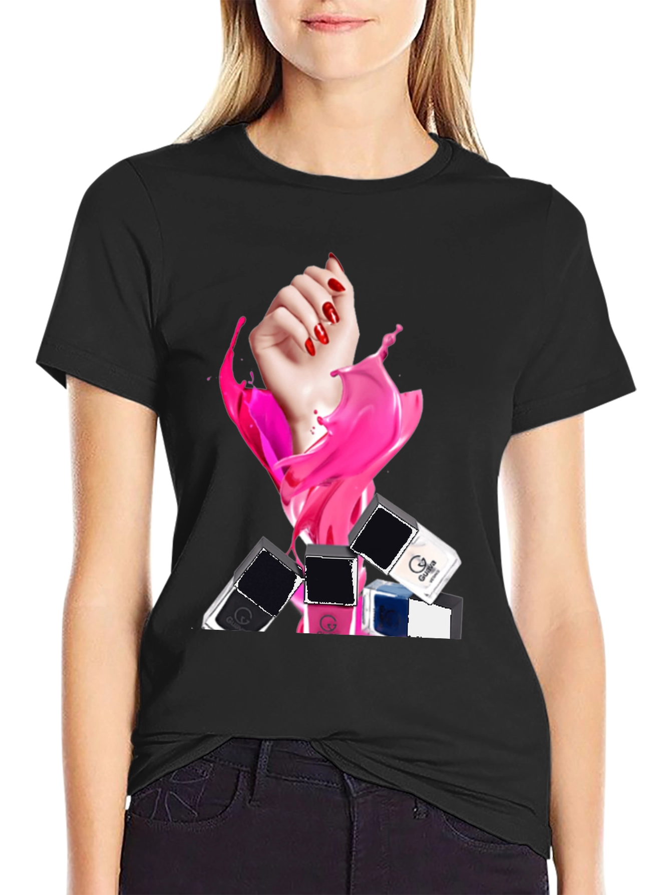 Nail Polish Splash Graphic T-Shirt