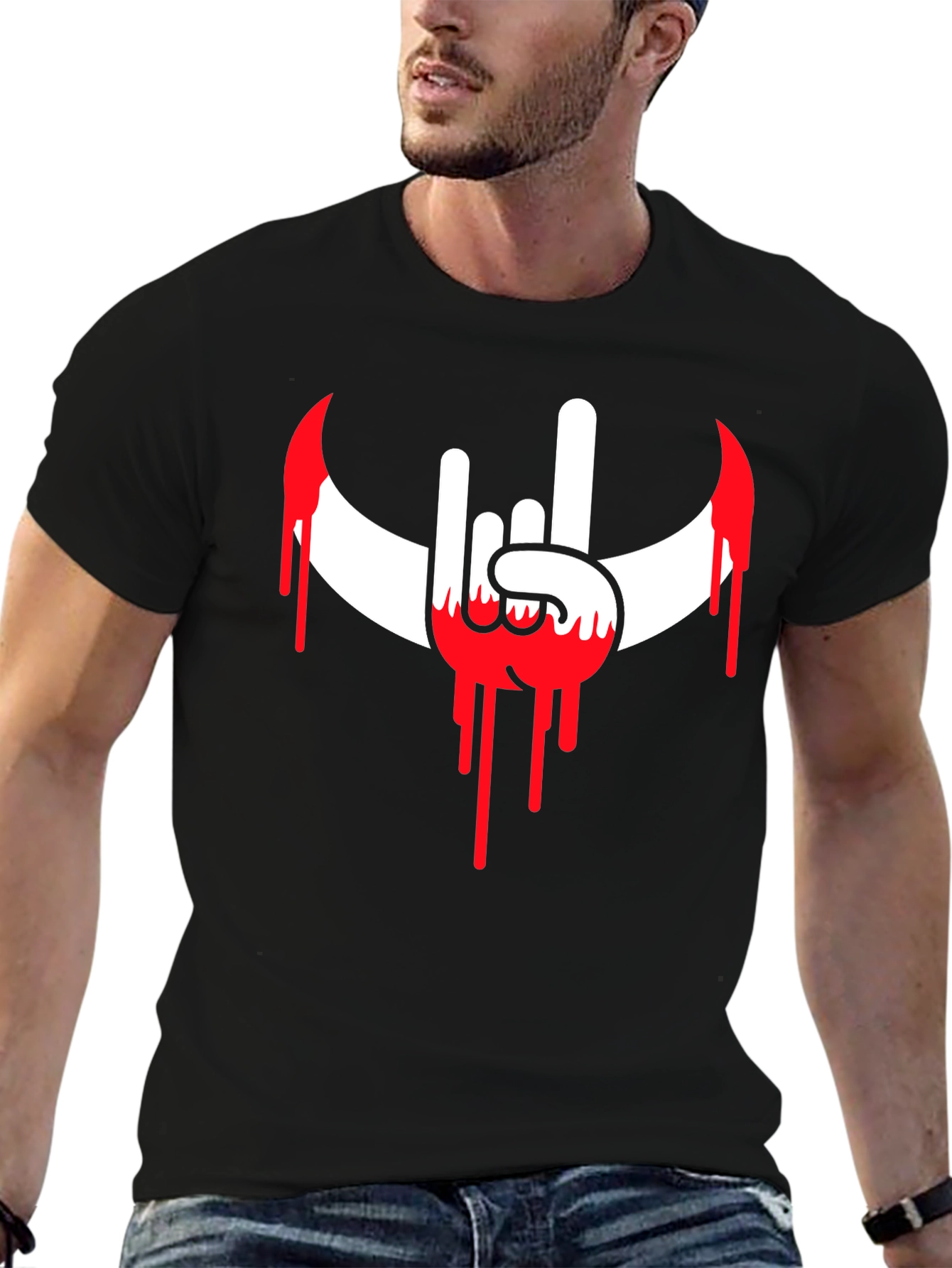 Rock On Bloody Crescent T-Shirt - Black