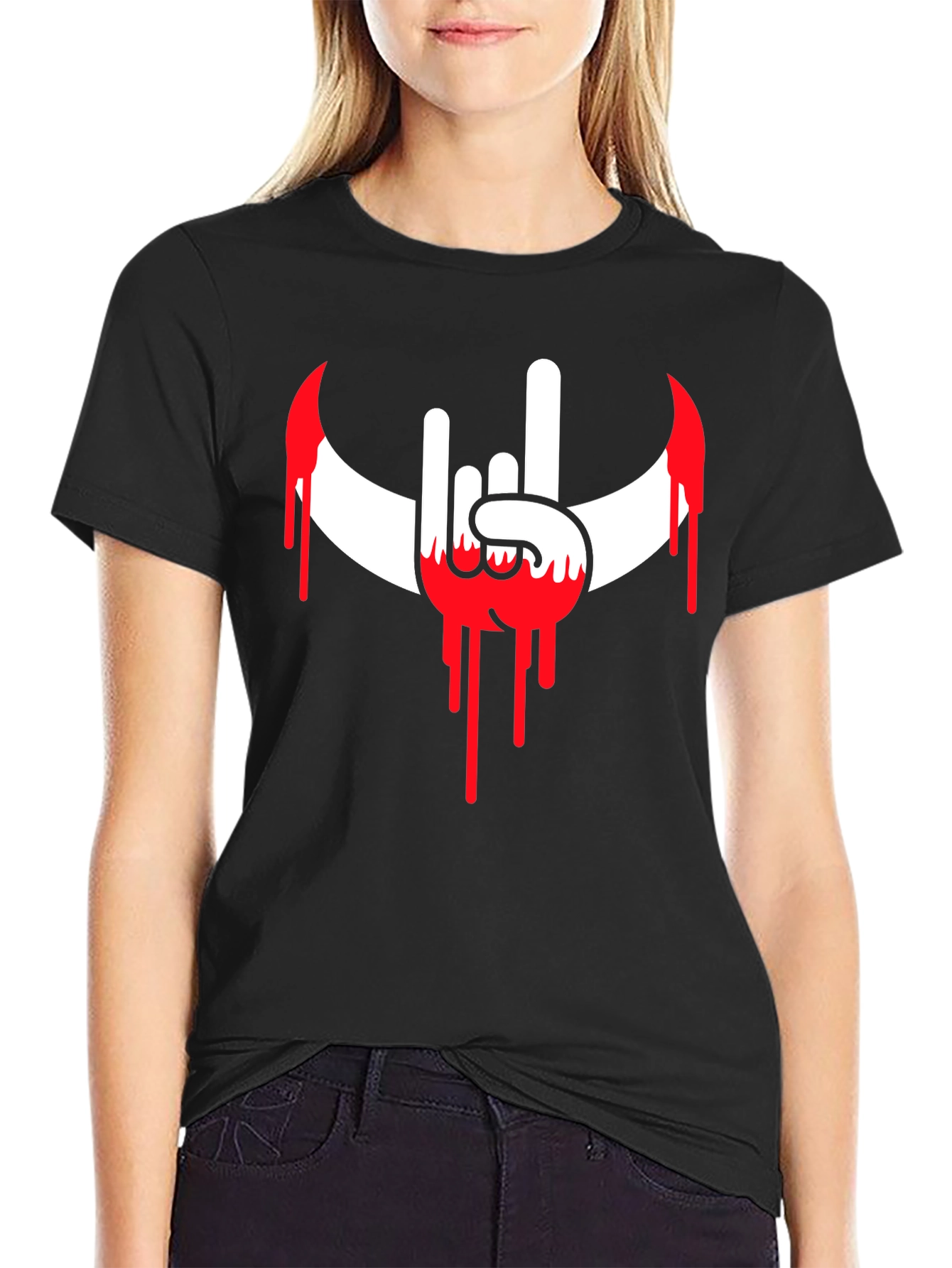 Rock On Bloody Crescent T-Shirt - Black