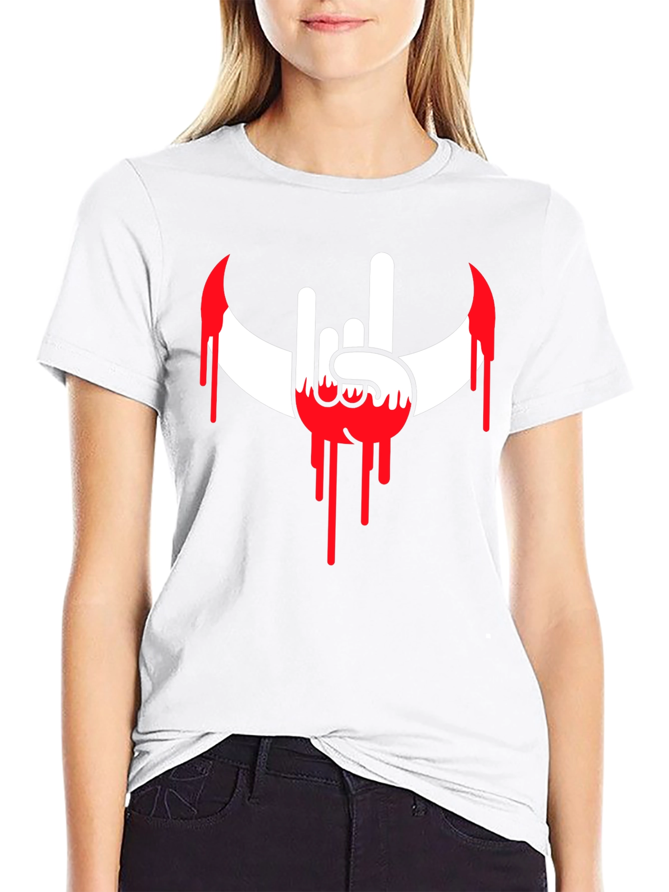 Rock On Bloody Crescent T-Shirt - Black