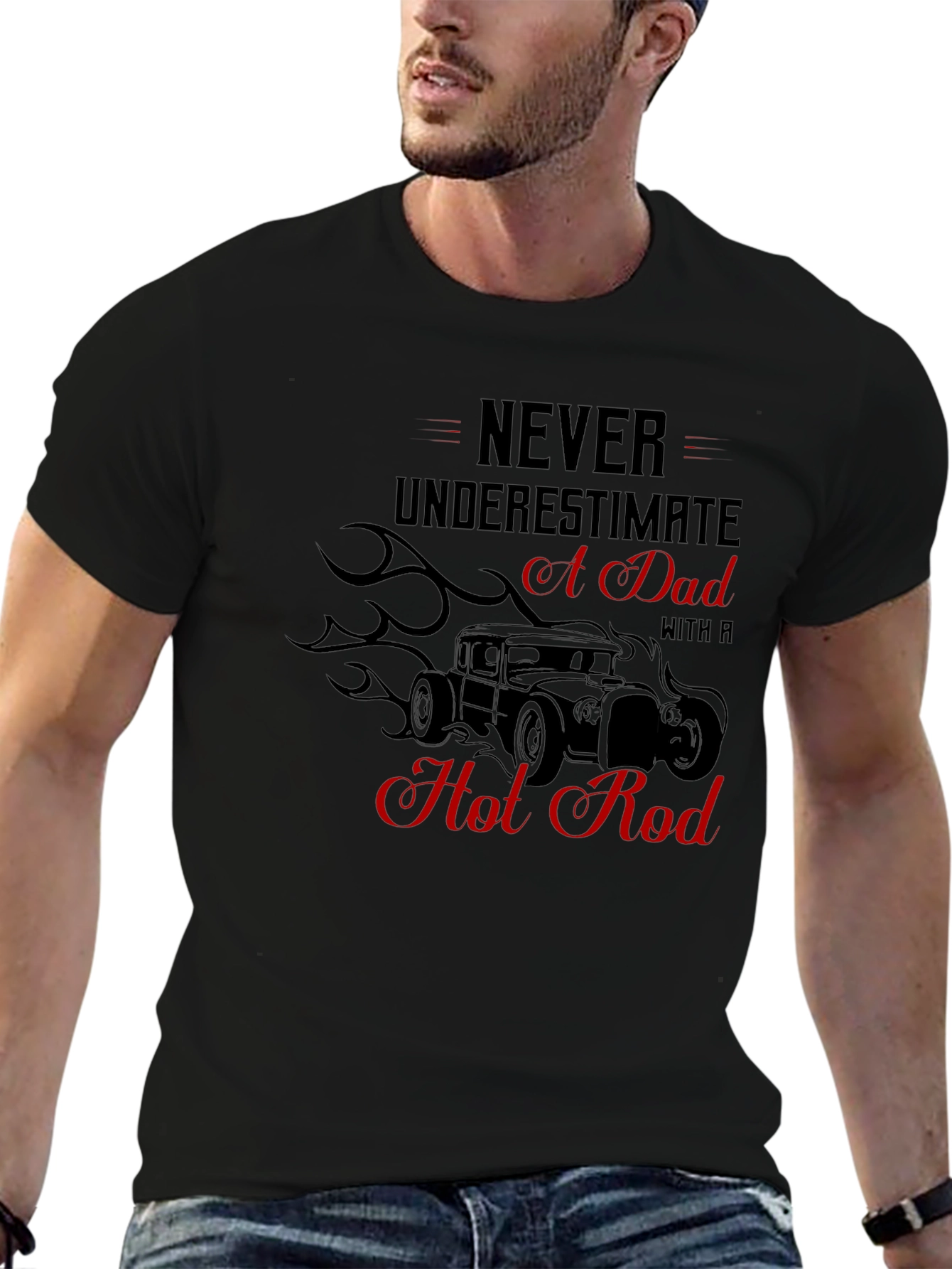 Dad Hot Rod Graphic Tee - Black