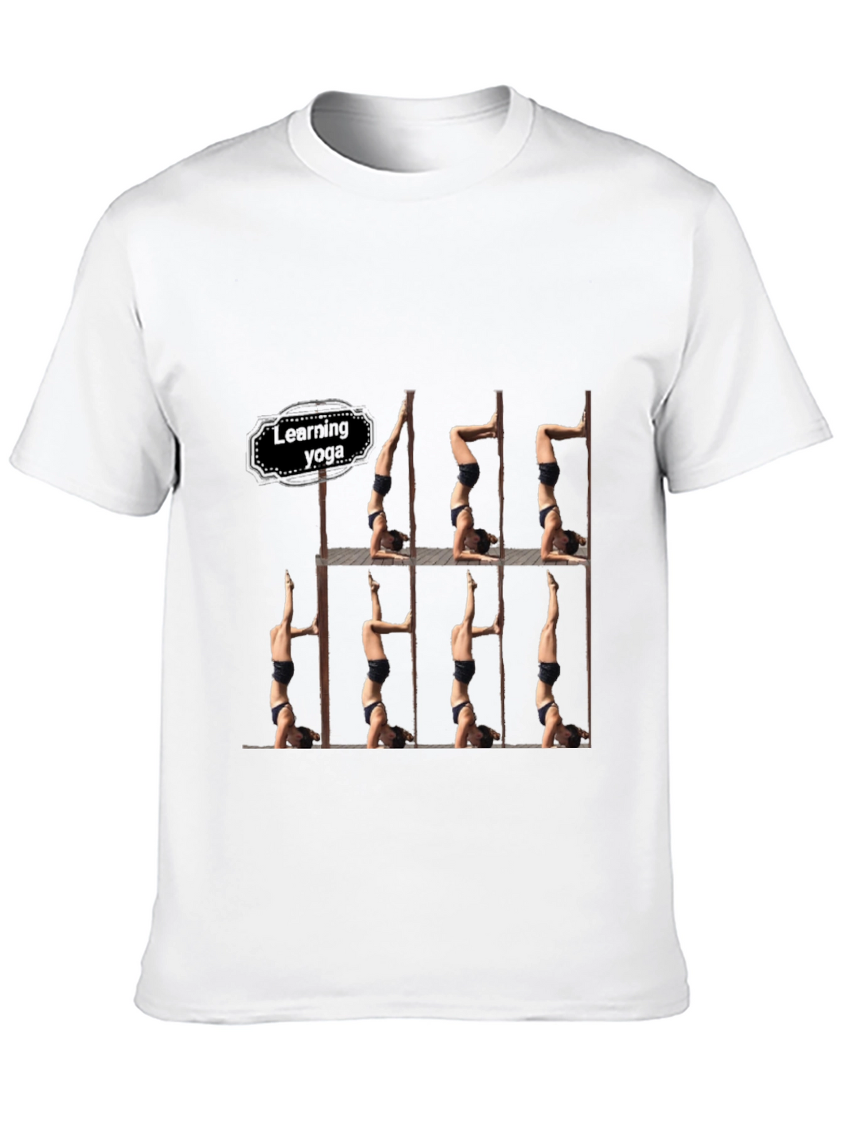 Learning Yoga Black T-Shirt - Headstand Pose