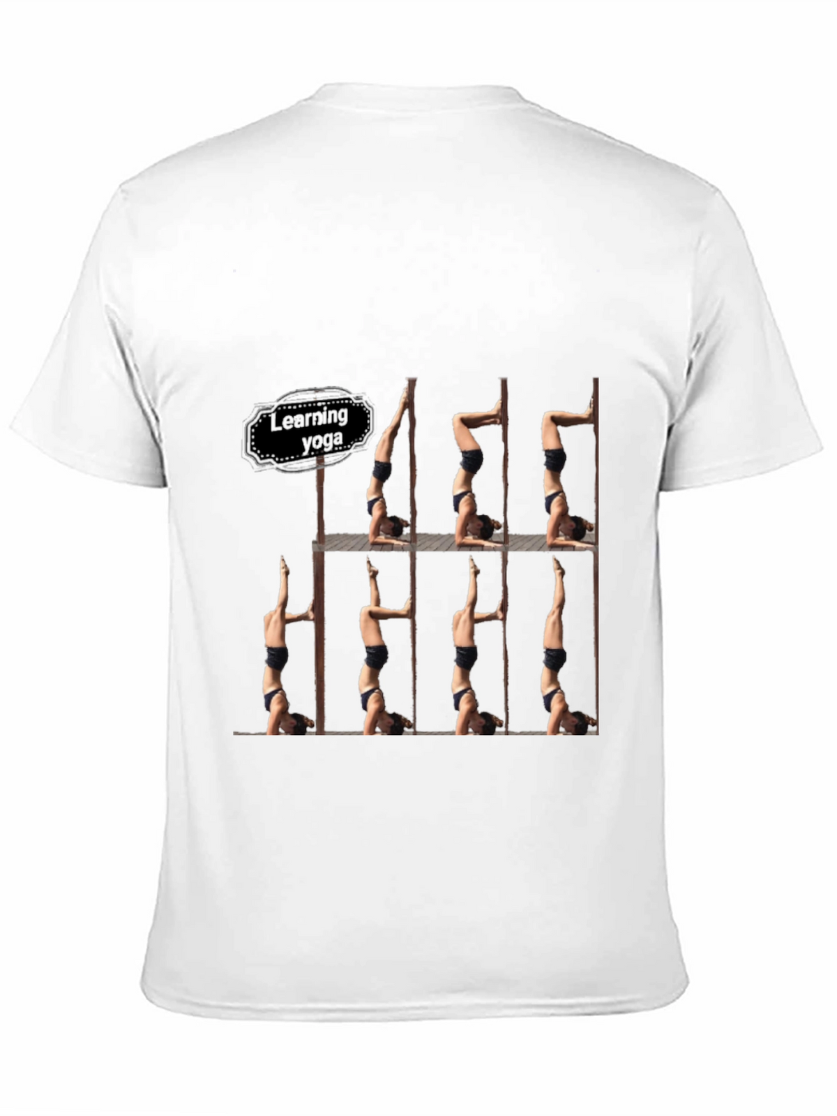 Learning Yoga Black T-Shirt - Headstand Pose