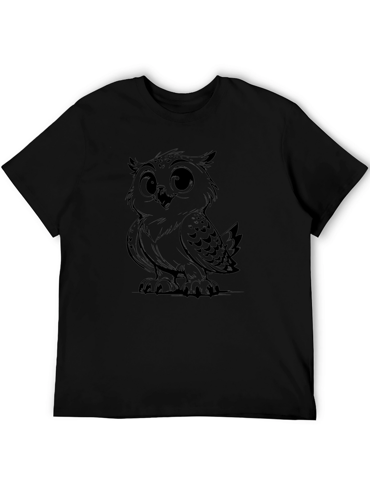 Owl Graphic Tee - Black Cotton Blend
