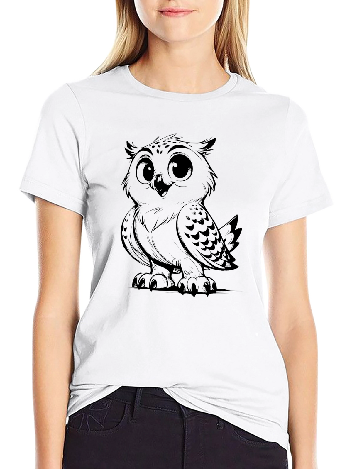 Owl Graphic Tee - Black Cotton Blend