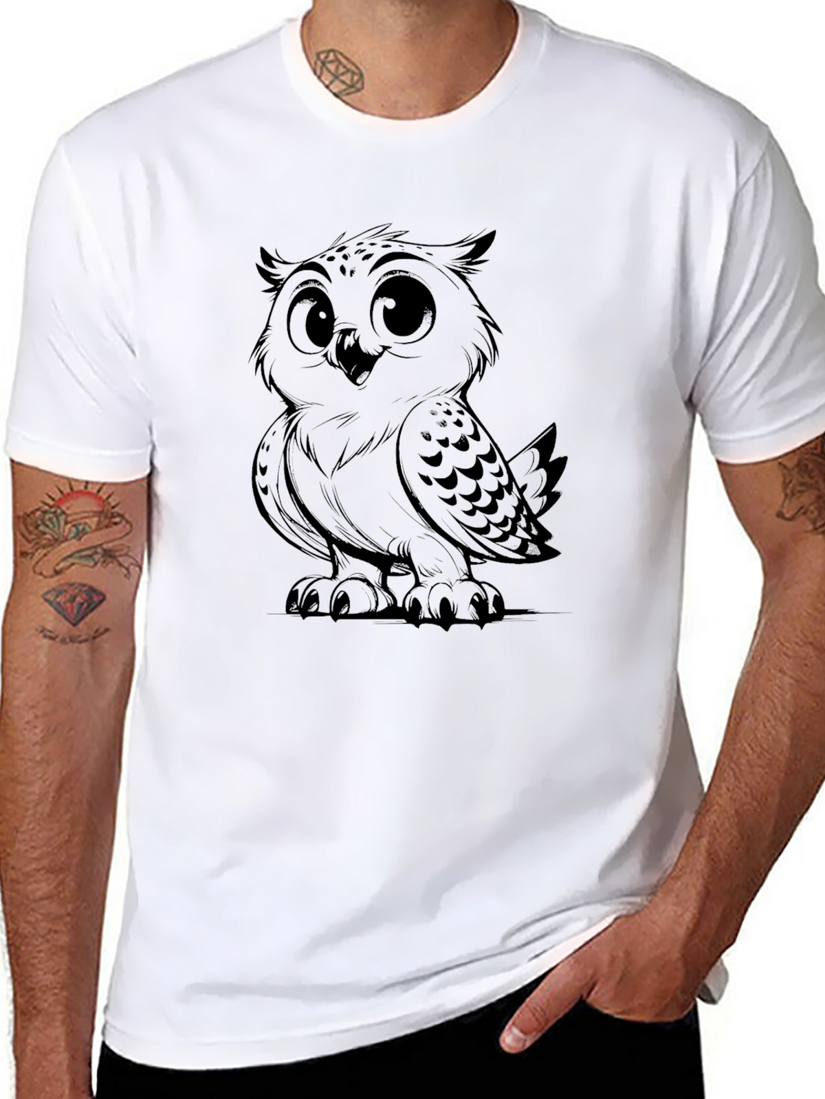 Owl Graphic Tee - Black Cotton Blend
