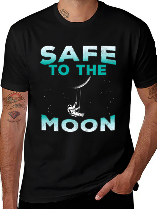 Safe To The Moon Graphic T-Shirt - Astronaut Swing Tee