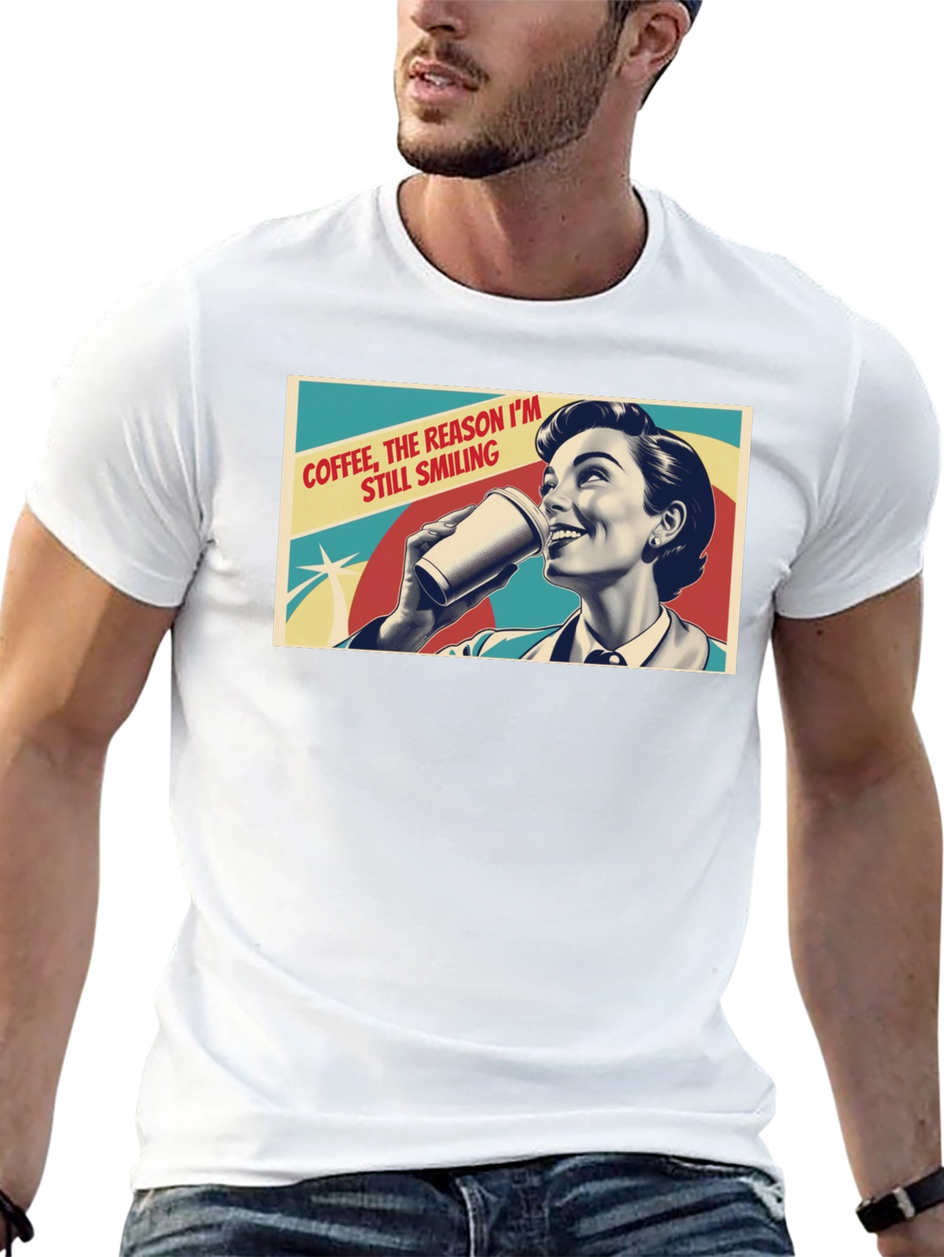 Coffee Smiling Woman Graphic Tee