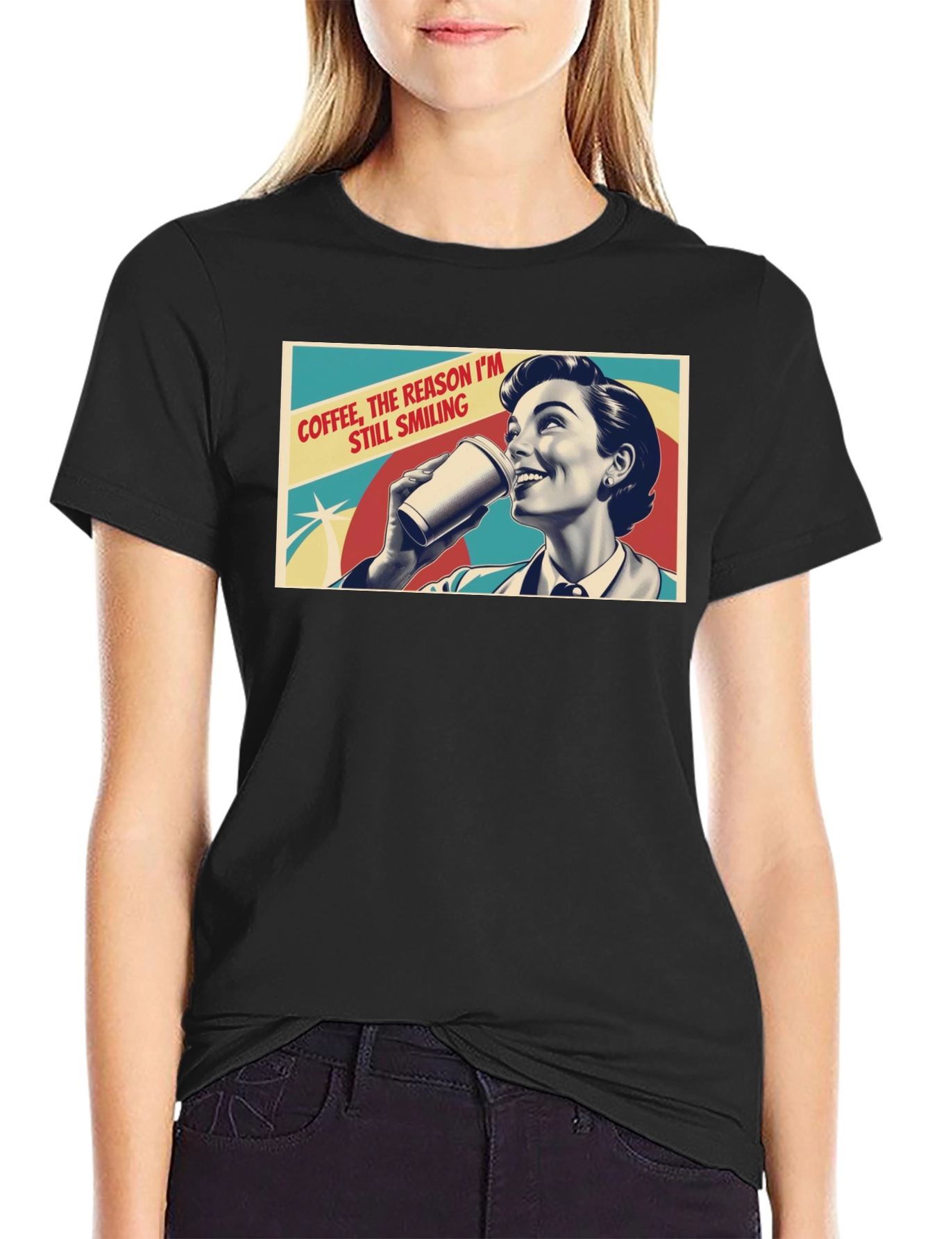Coffee Smiling Woman Graphic Tee