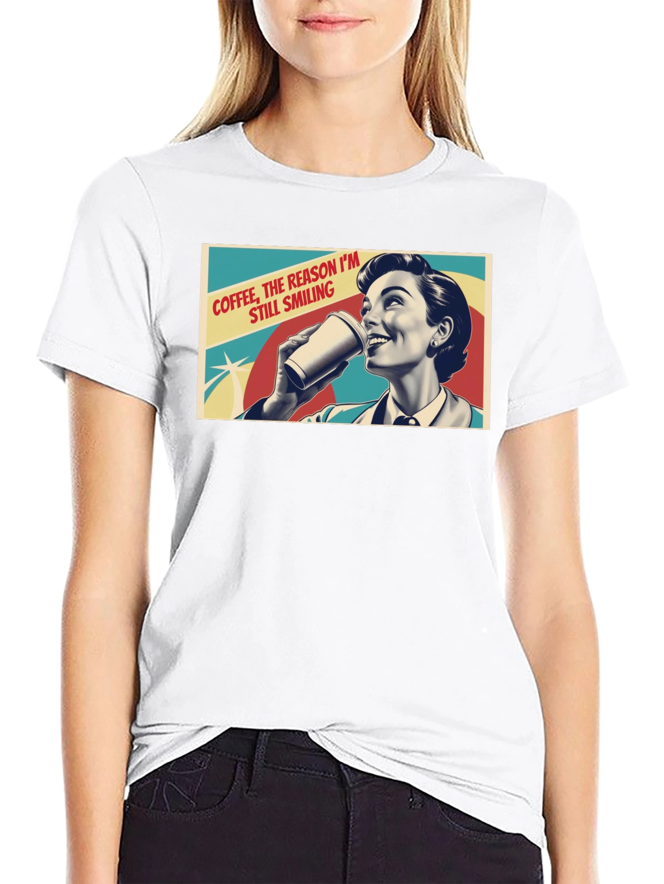 Coffee Smiling Woman Graphic Tee
