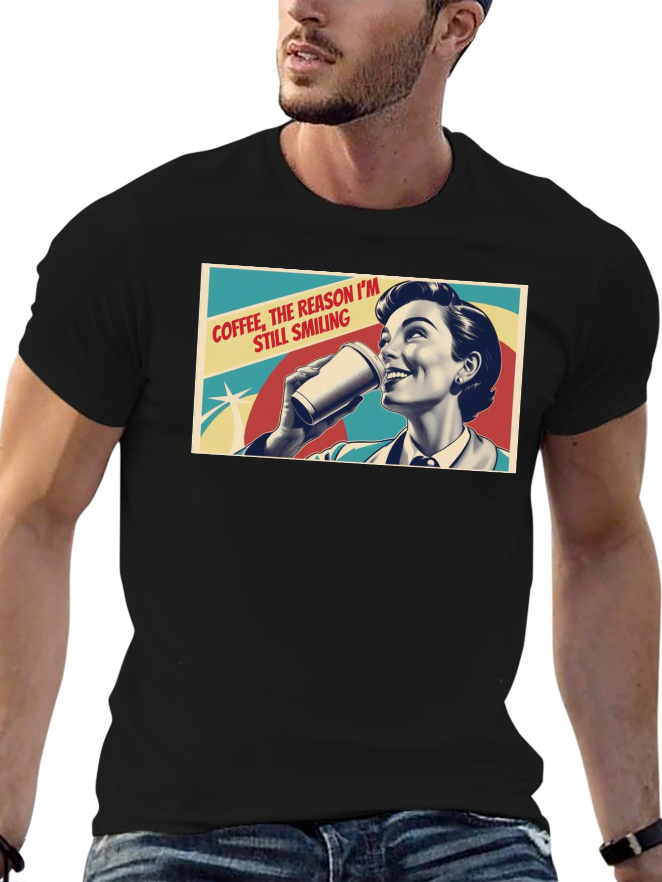 Coffee Smiling Woman Graphic Tee