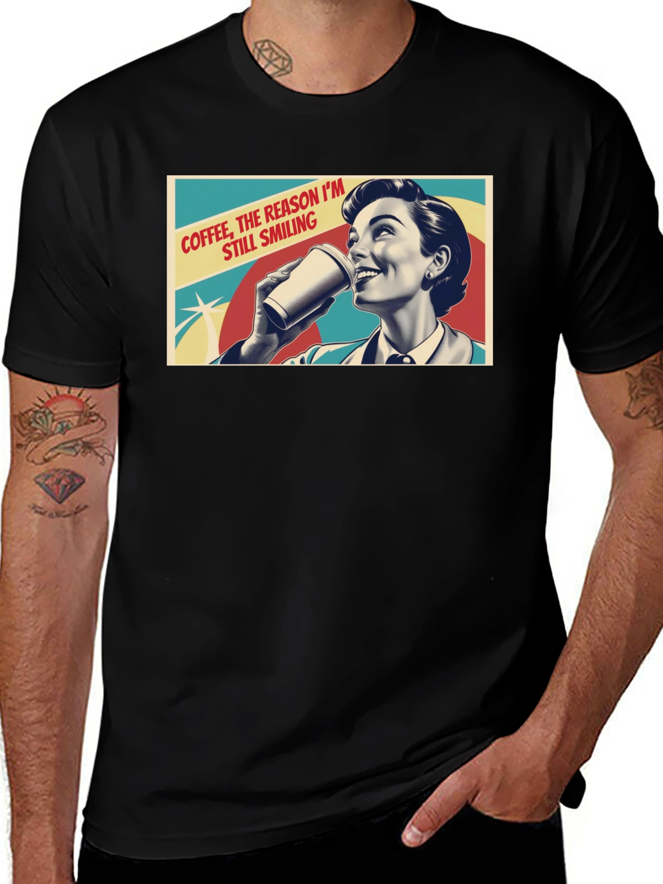 Coffee Smiling Woman Graphic Tee