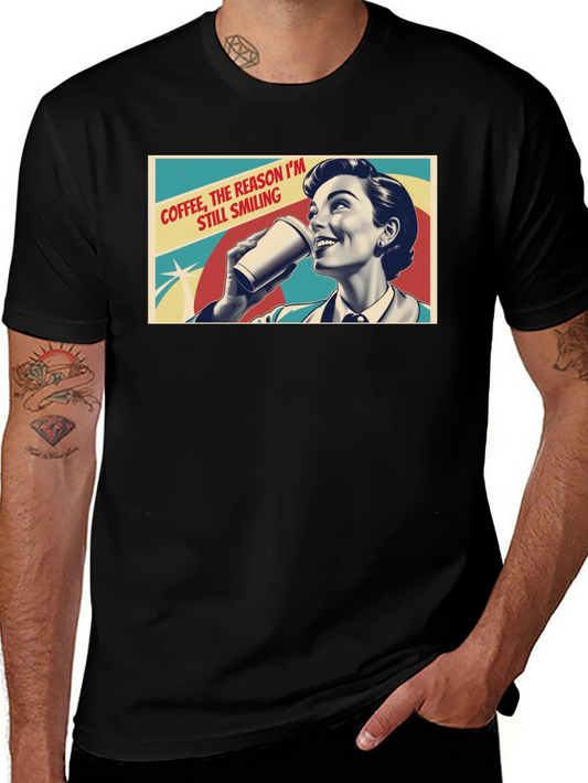 Coffee Smiling Woman Graphic Tee