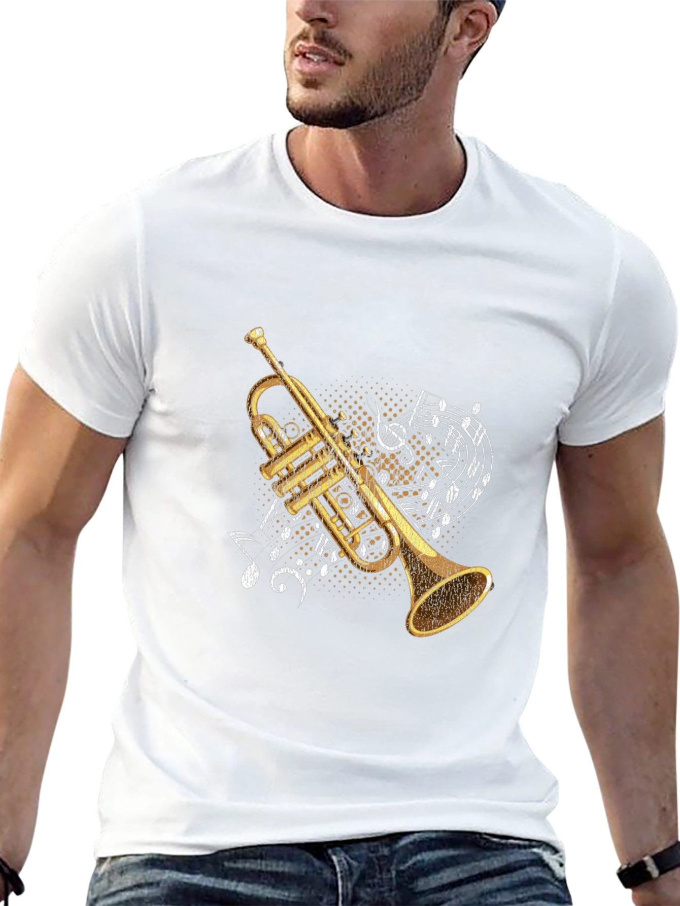 Trumpet & Music Notes Graphic Tee