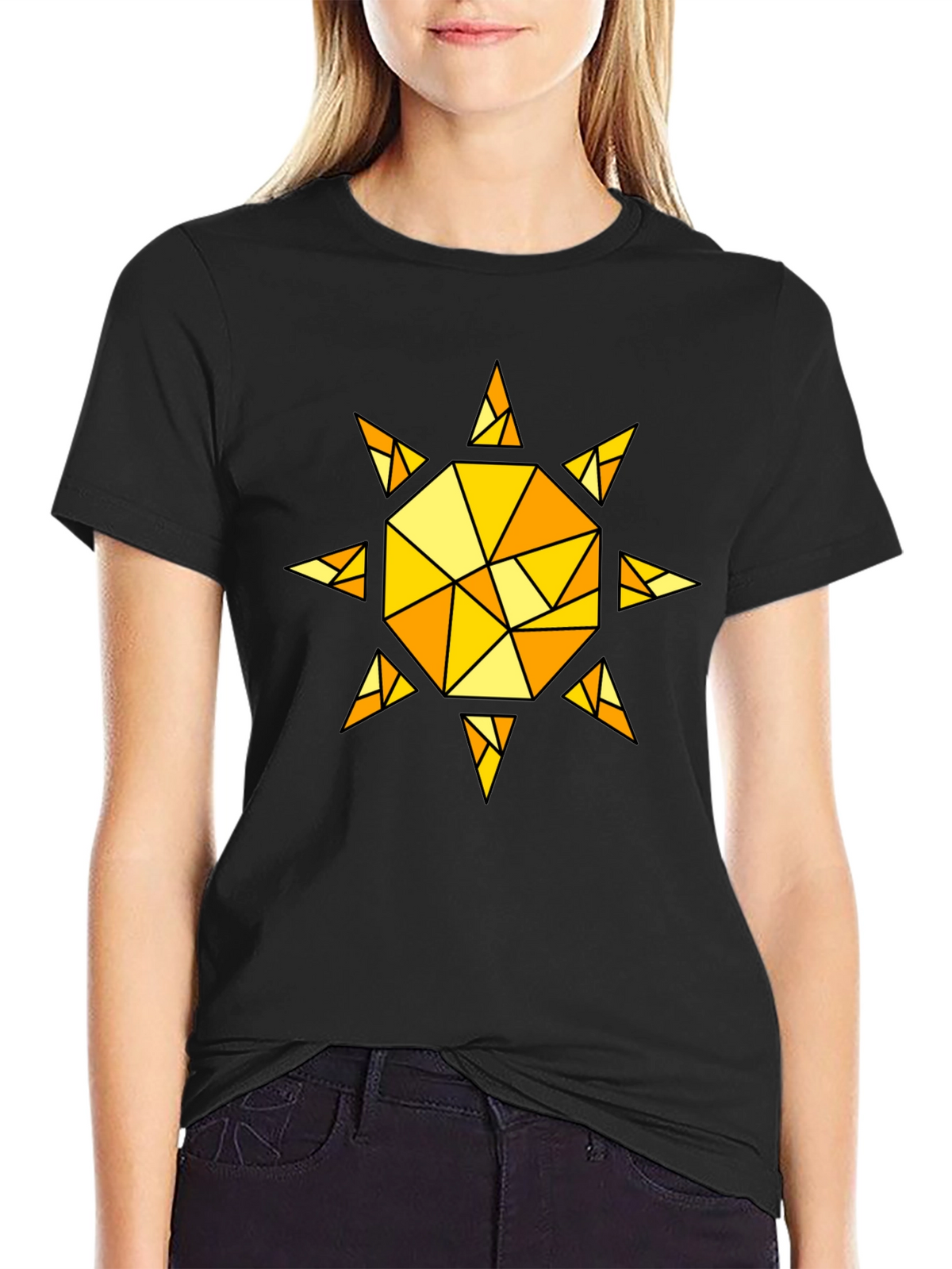 Geometric Sunburst T-Shirt - Black