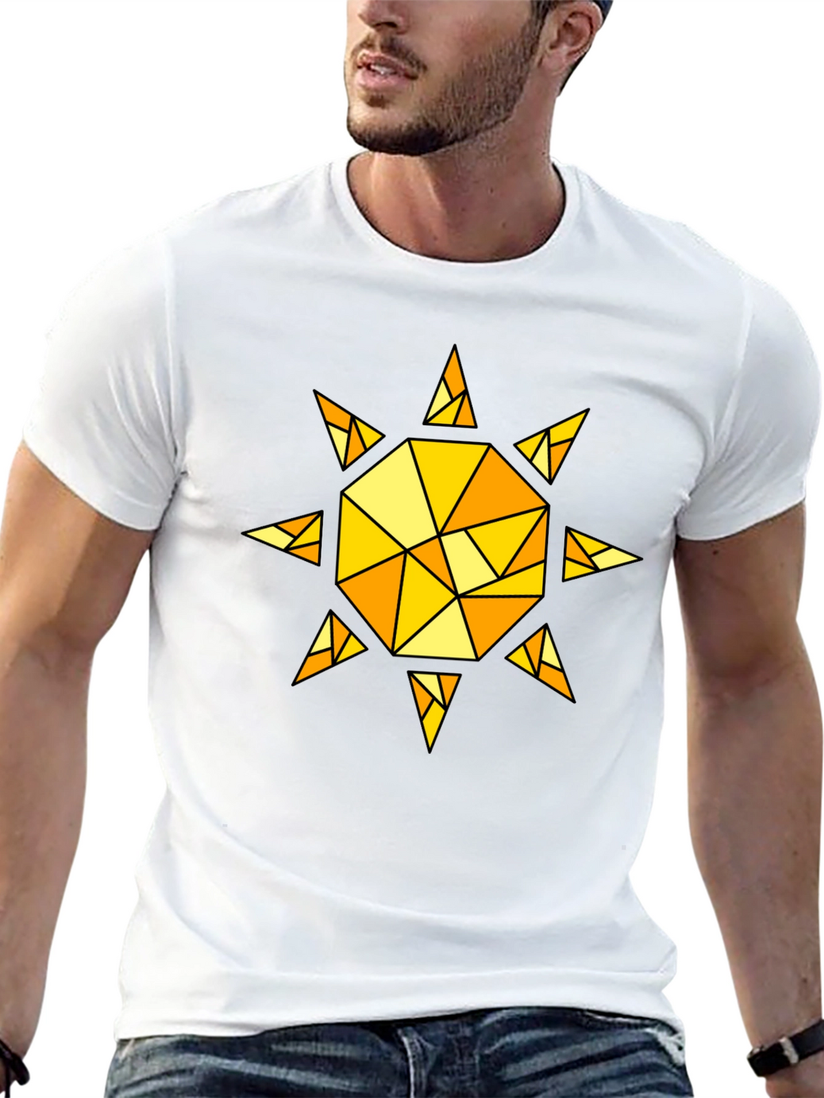 Geometric Sunburst T-Shirt - Black