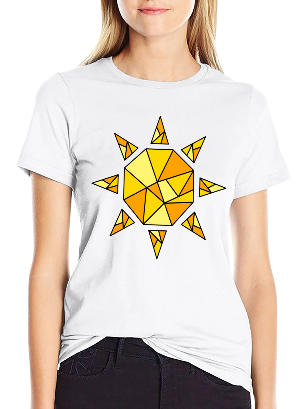 Geometric Sunburst T-Shirt - Black