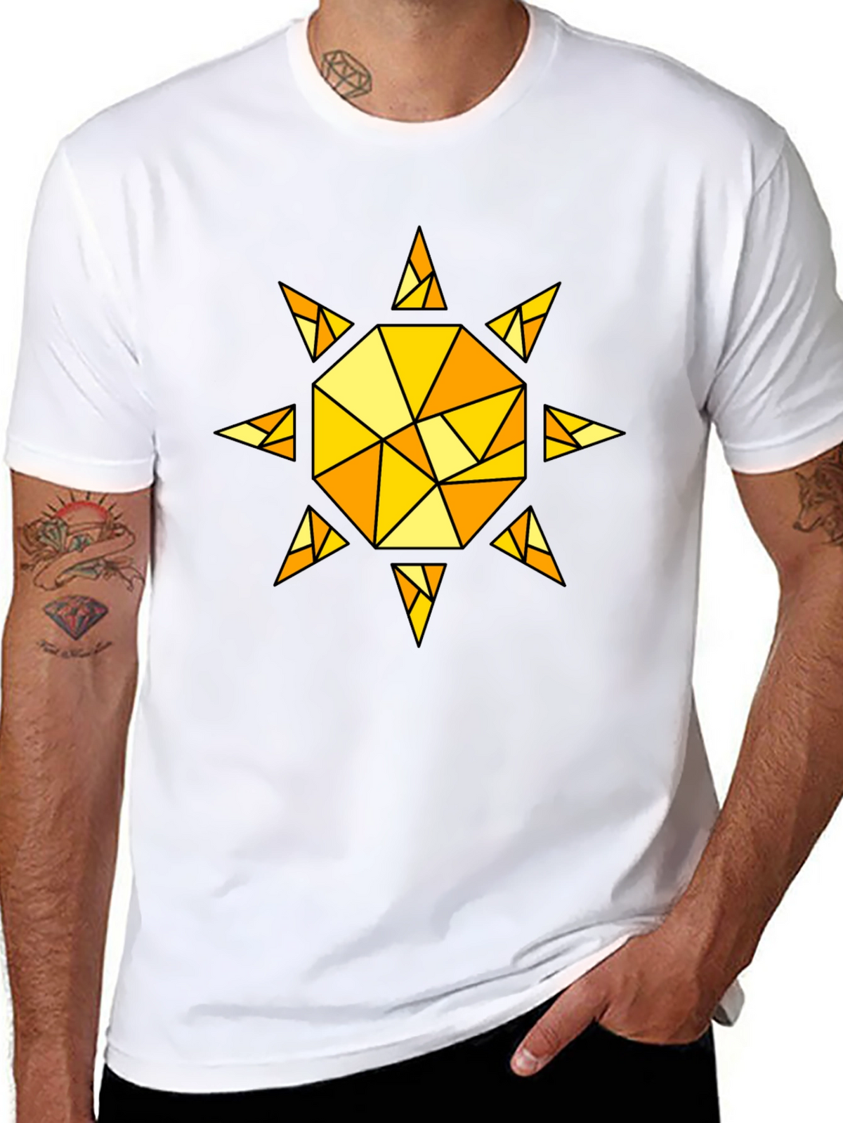 Geometric Sunburst T-Shirt - Black