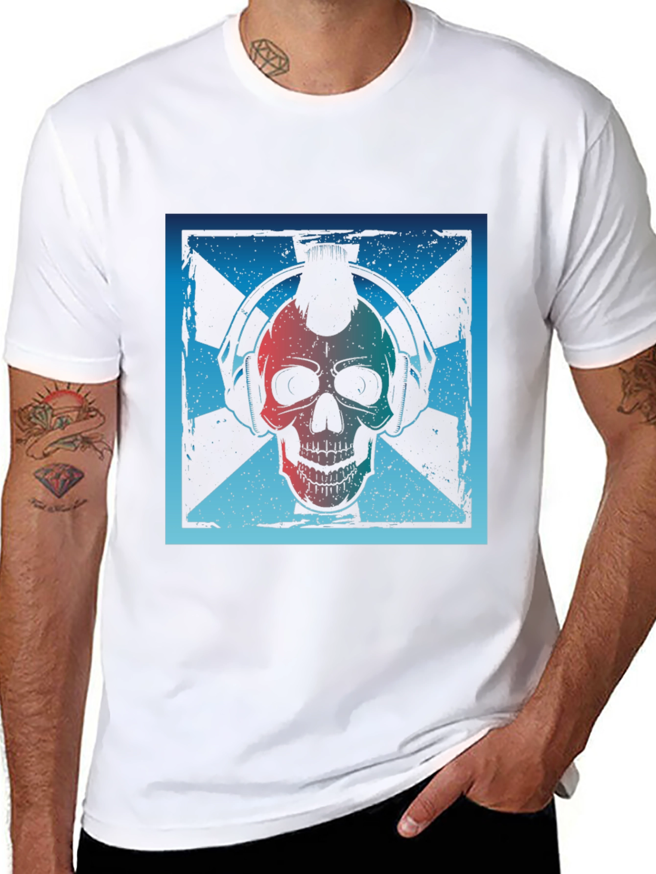 Skull DJ Graphic Tee - Black Cotton T-Shirt