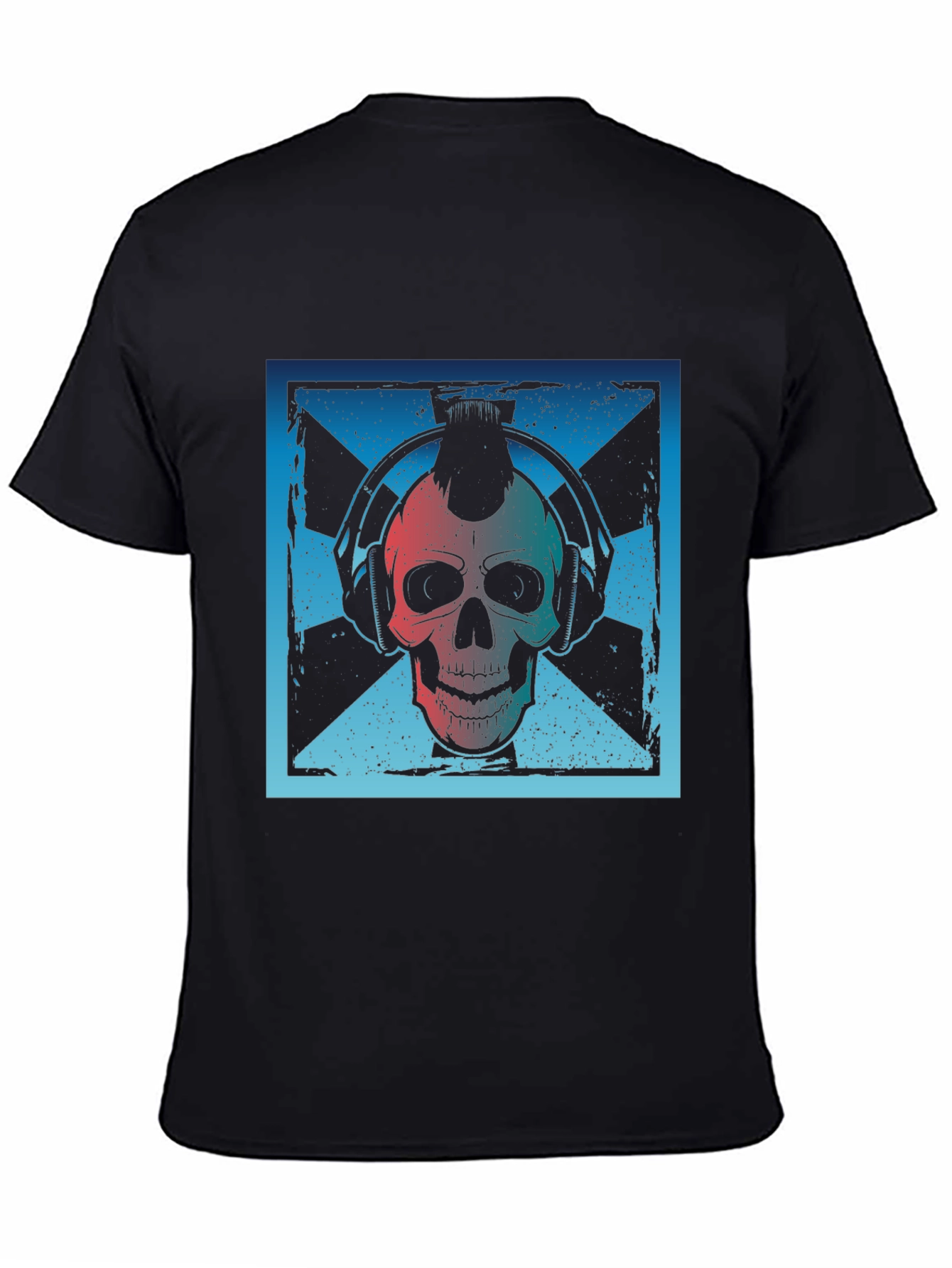 Skull DJ Graphic Tee - Black Cotton T-Shirt
