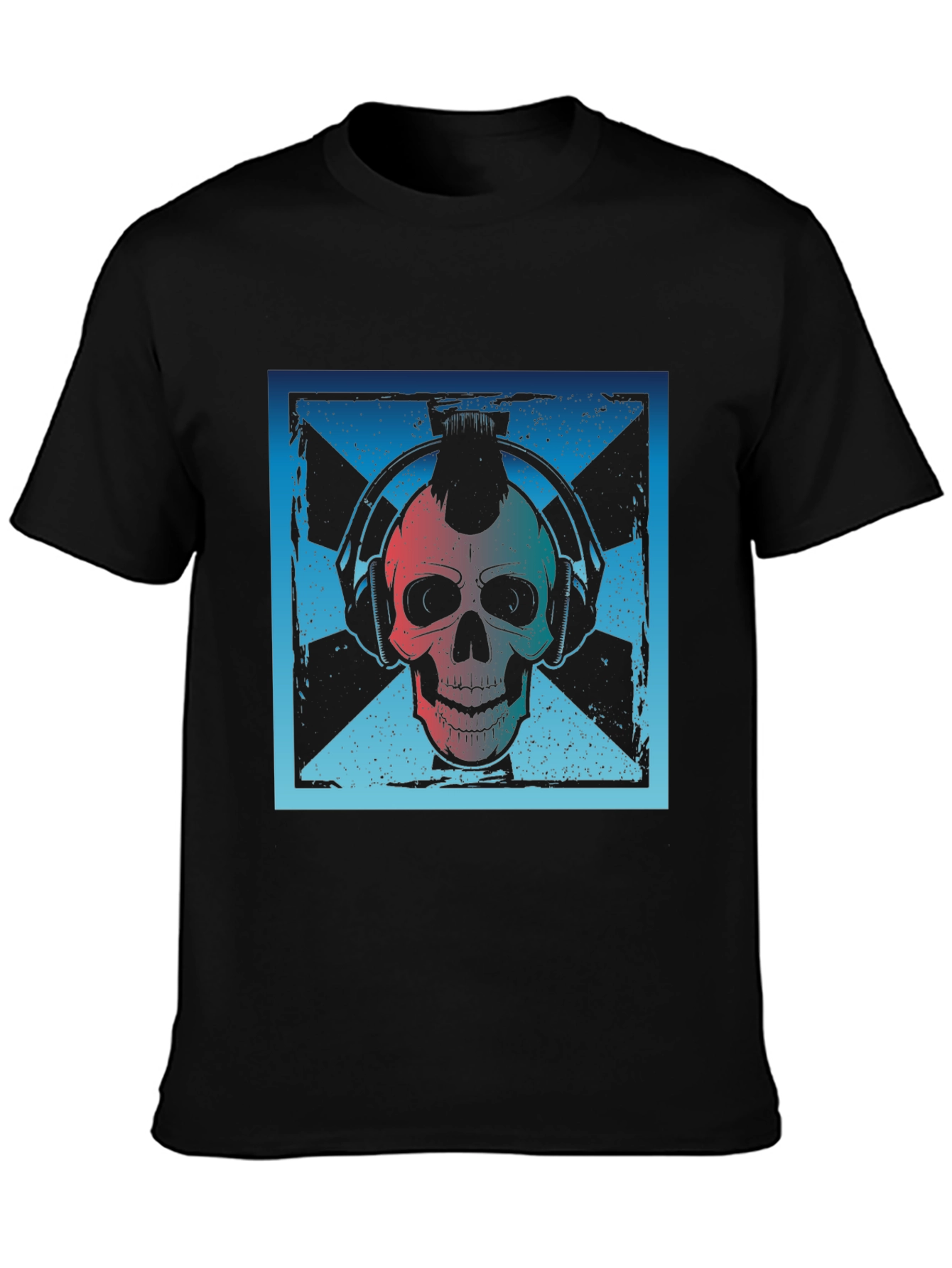 Skull DJ Graphic Tee - Black Cotton T-Shirt