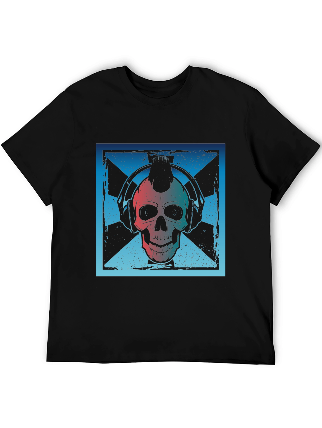 Skull DJ Graphic Tee - Black Cotton T-Shirt