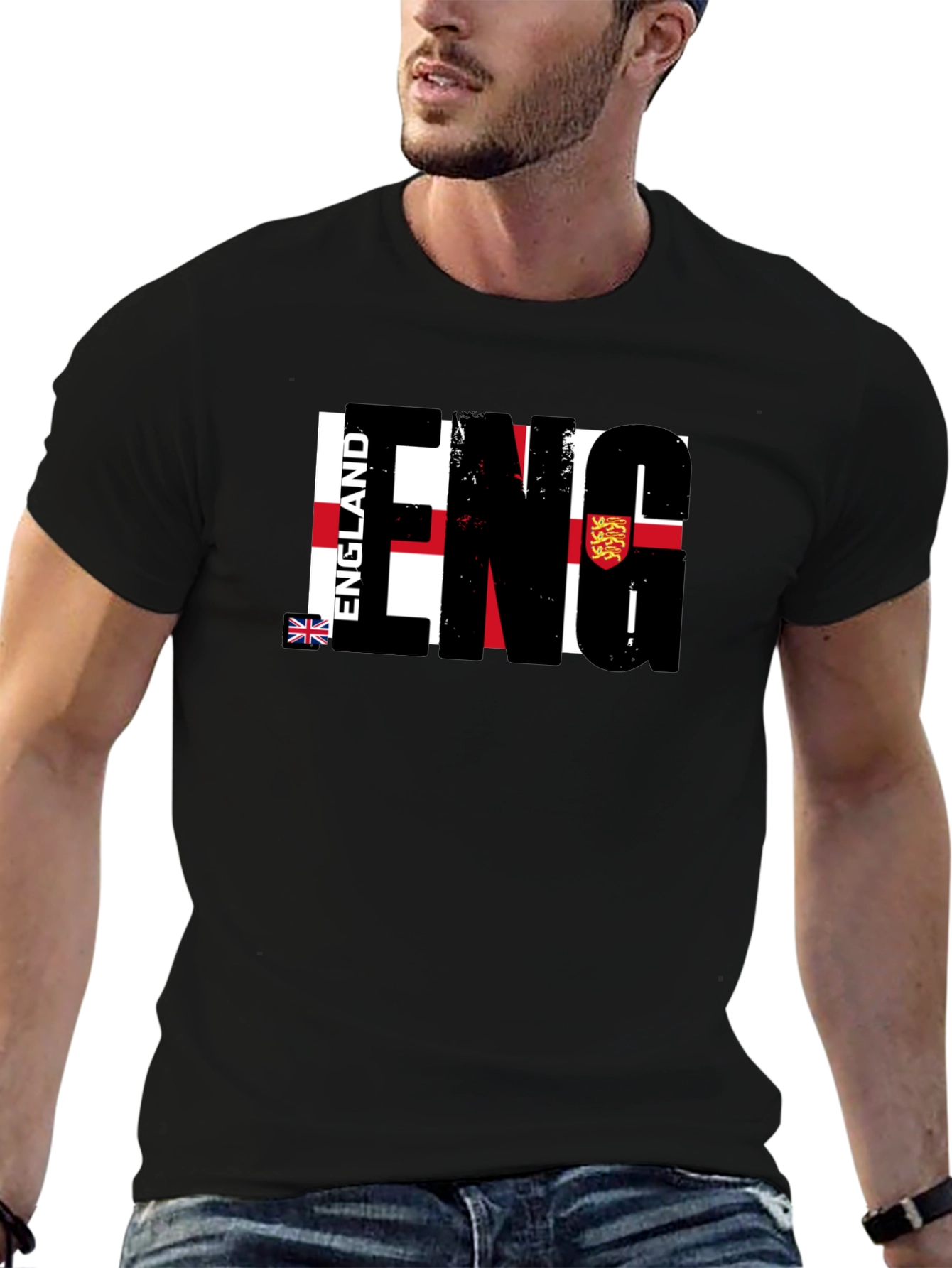 England Flag Graphic T-Shirt - Black
