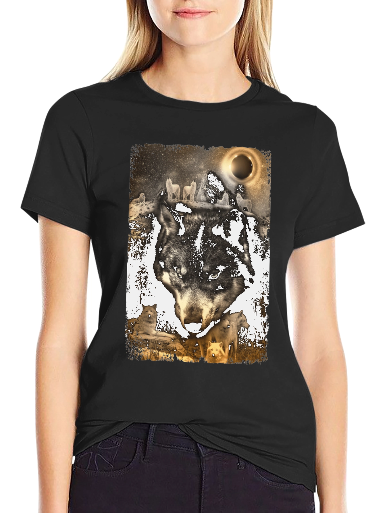 Wolf Pack Graphic Tee - Lunar Eclipse Design
