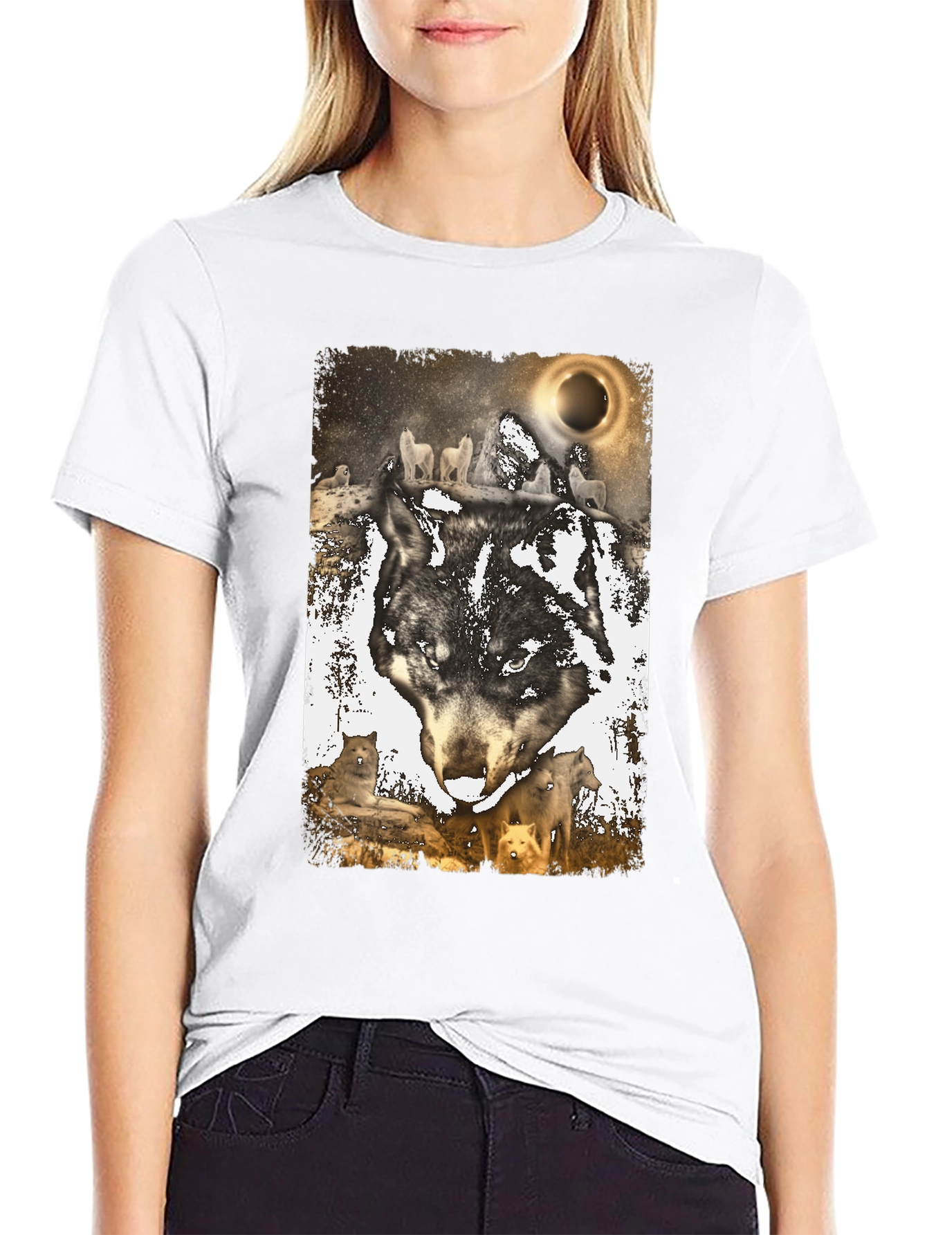 Wolf Pack Graphic Tee - Lunar Eclipse Design