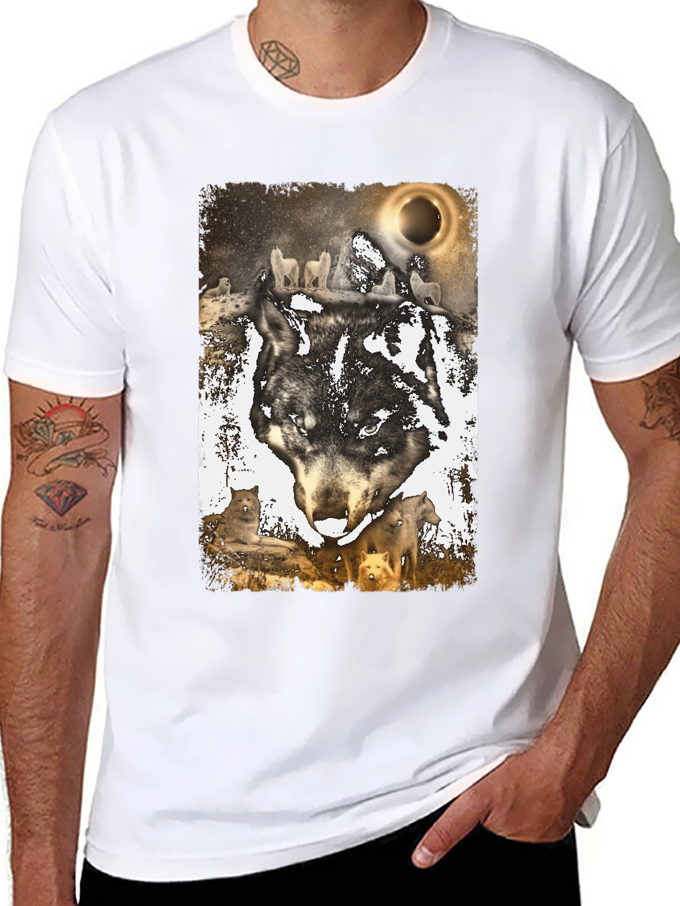 Wolf Pack Graphic Tee - Lunar Eclipse Design