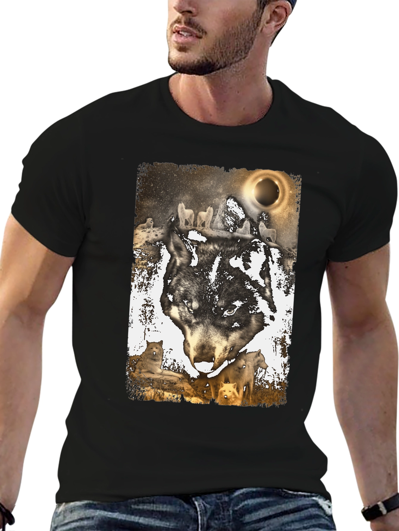 Wolf Pack Graphic Tee - Lunar Eclipse Design