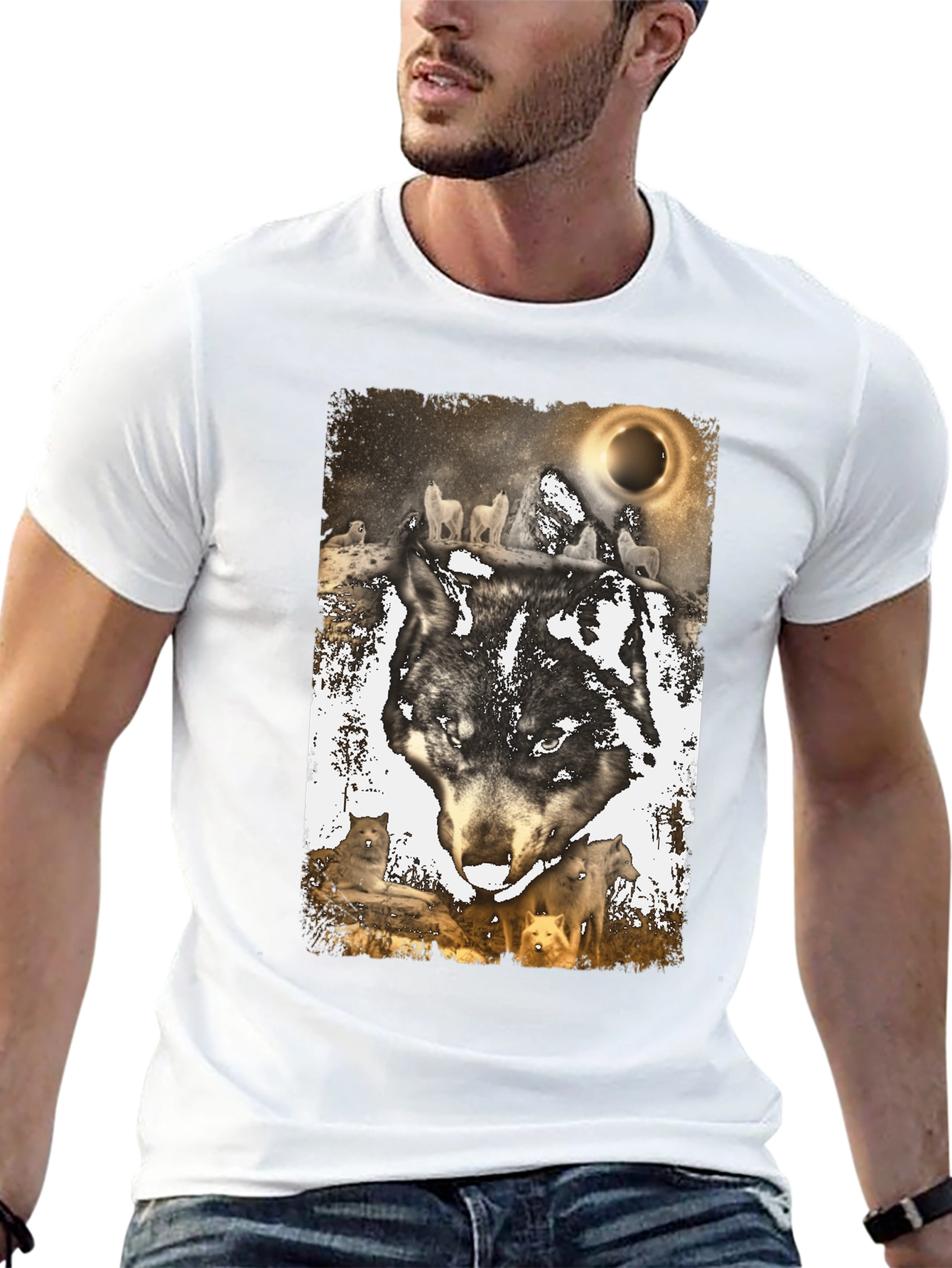 Wolf Pack Graphic Tee - Lunar Eclipse Design