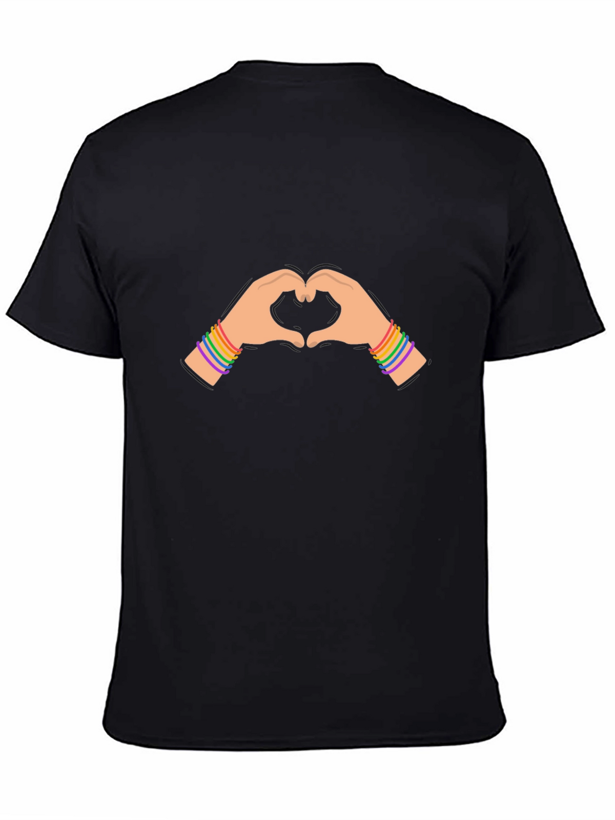 Pride Heart Hands Graphic Tee - Black Cotton Blend