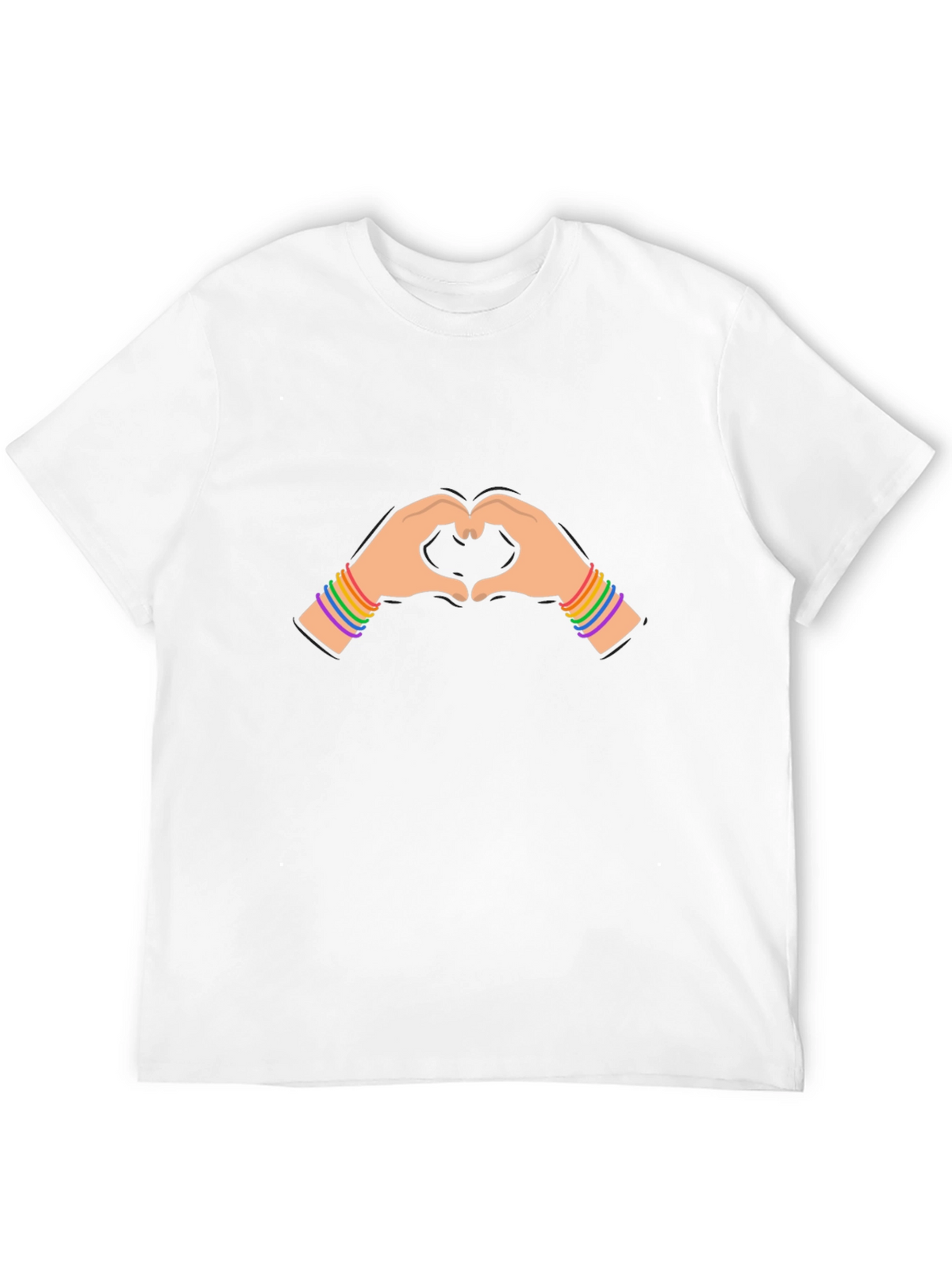 Pride Heart Hands Graphic Tee - Black Cotton Blend