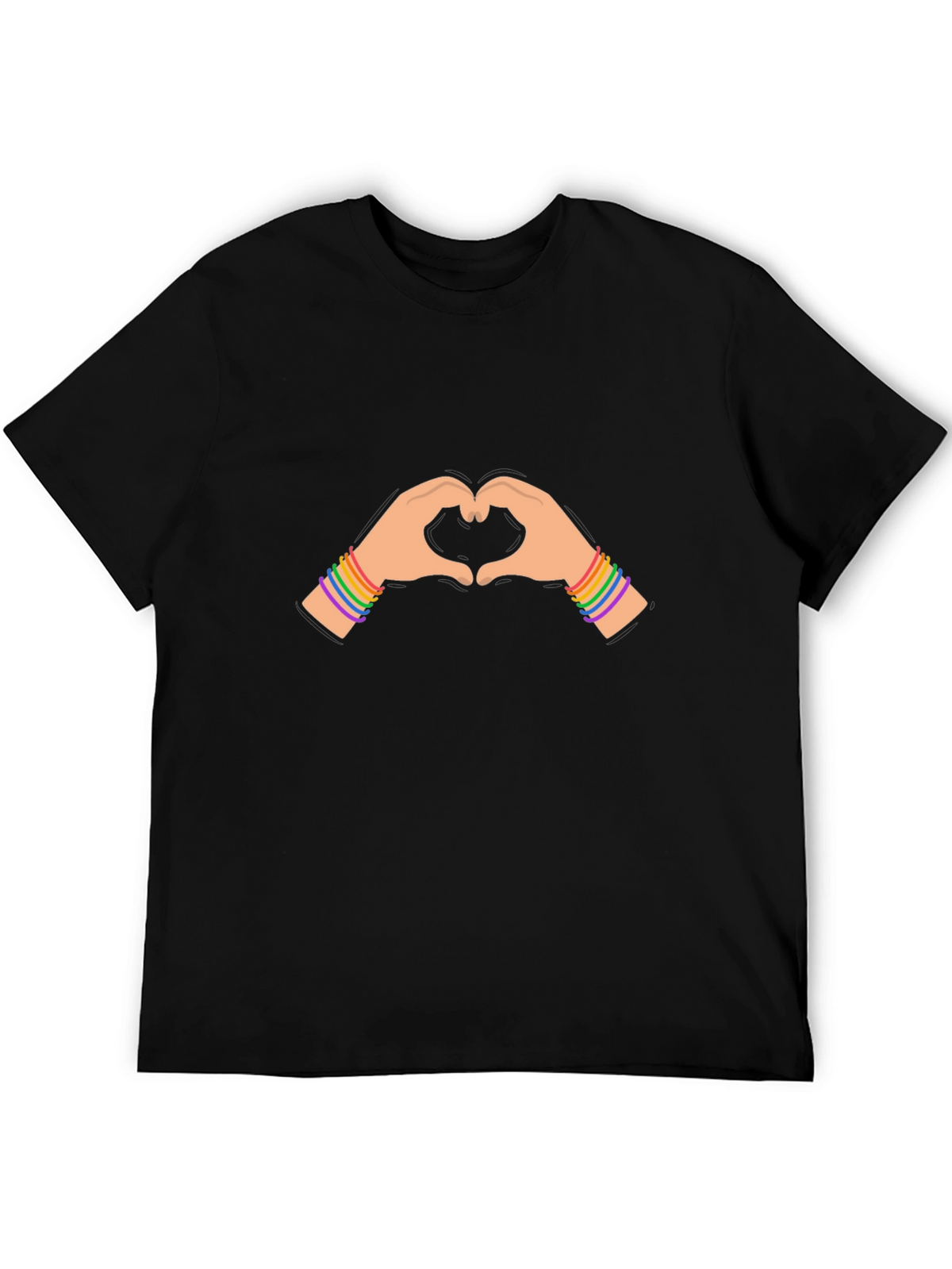 Pride Heart Hands Graphic Tee - Black Cotton Blend