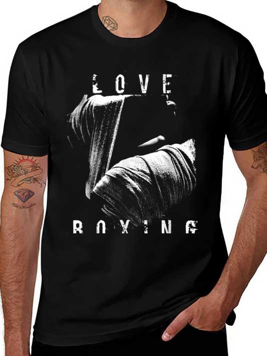Love Boxing Graphic Tee - Black Cotton T-Shirt for Boxing Fans