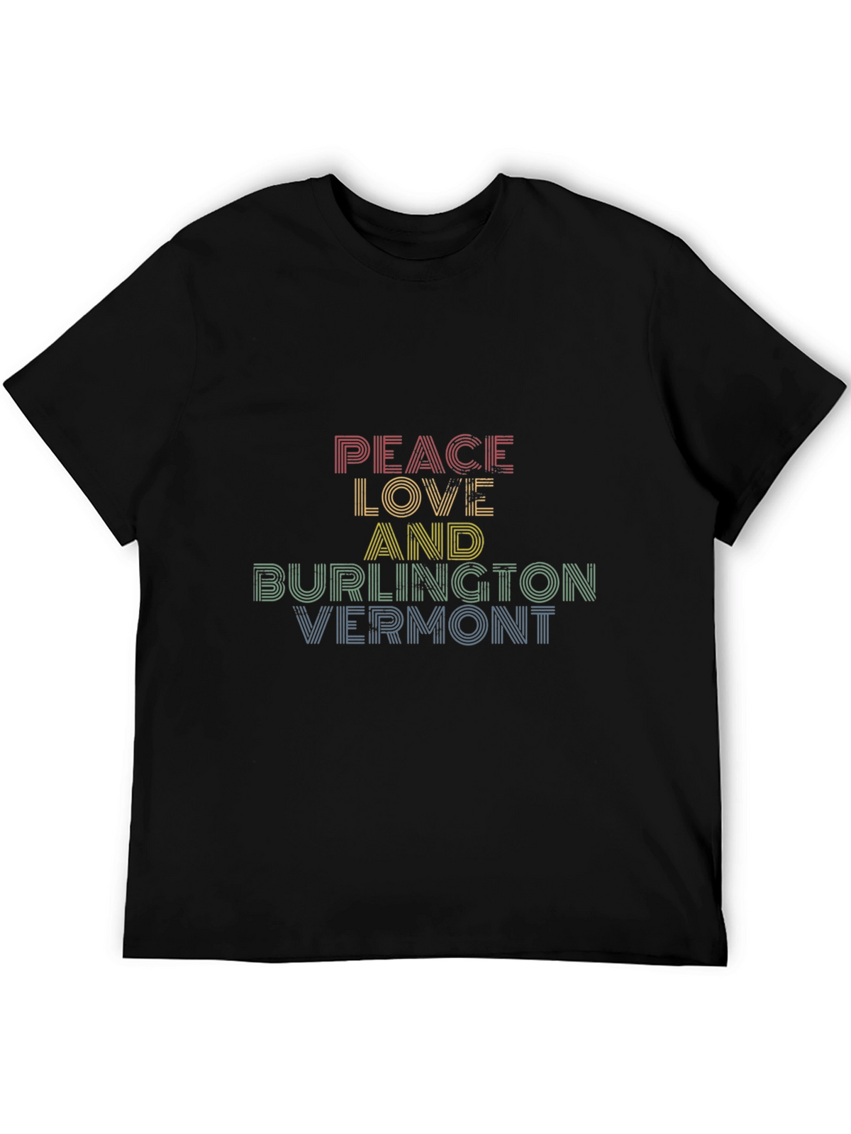 Peace Love Burlington Vermont Black T-Shirt