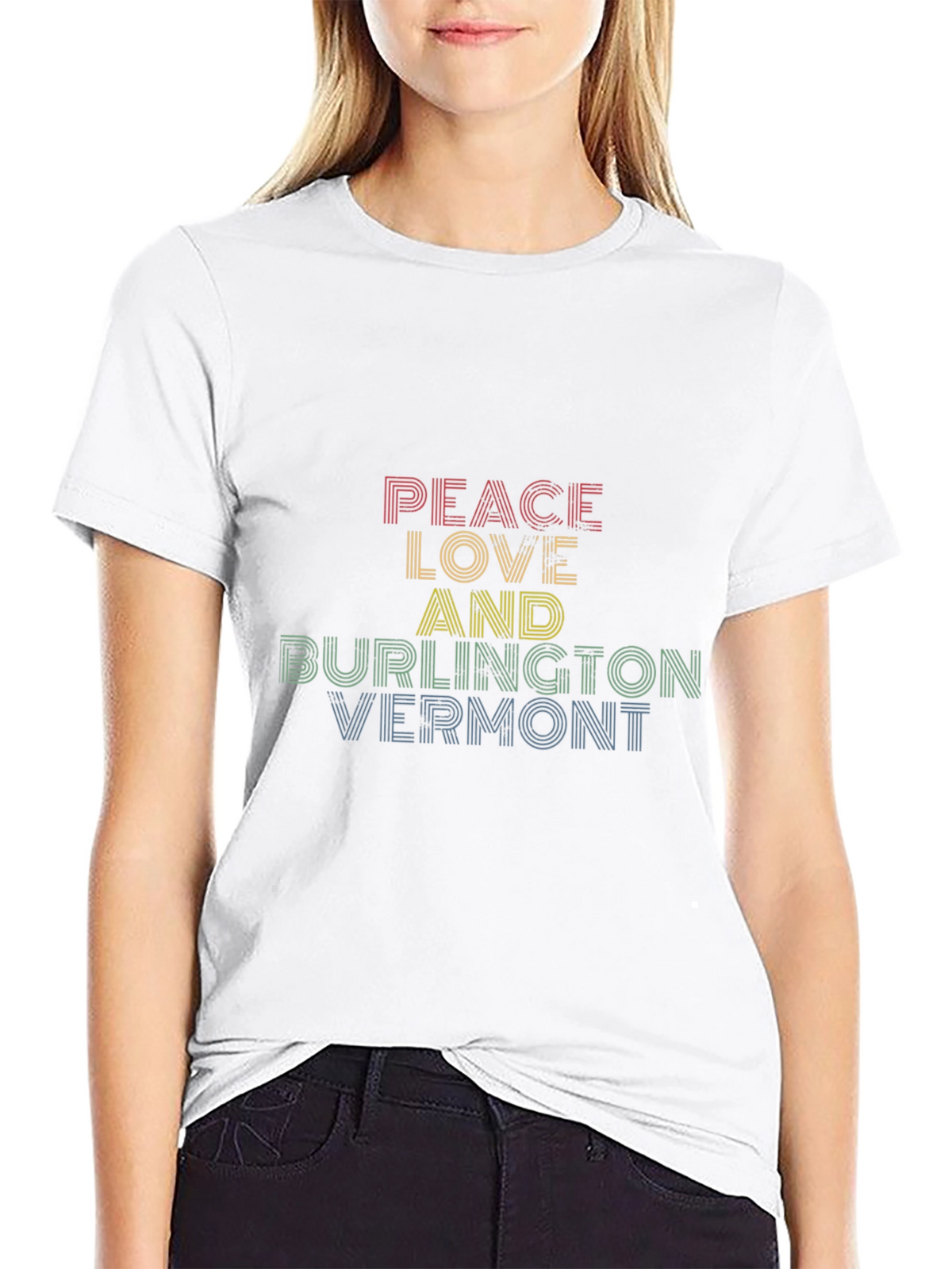 Peace Love Burlington Vermont Black T-Shirt