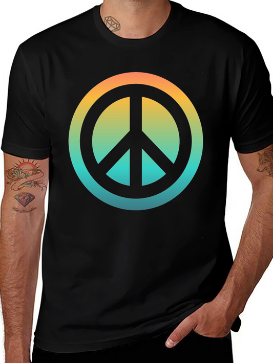Retro Peace Sign Graphic T-Shirt - Black