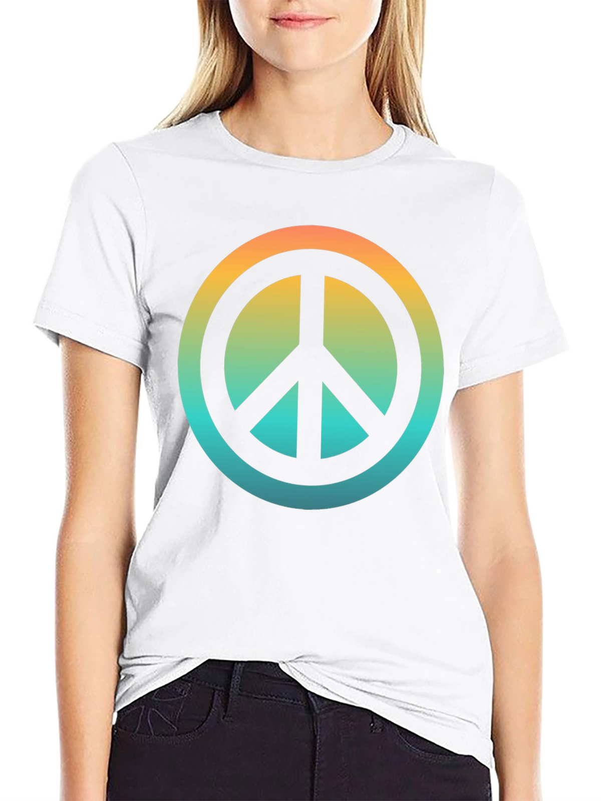 Retro Peace Sign Graphic T-Shirt - Black