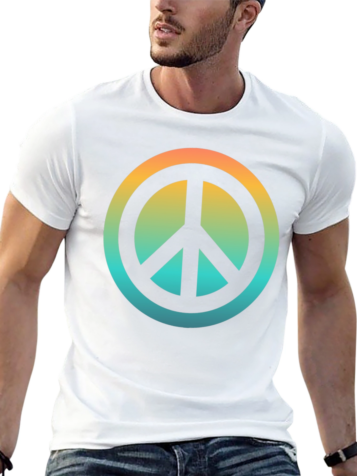 Retro Peace Sign Graphic T-Shirt - Black