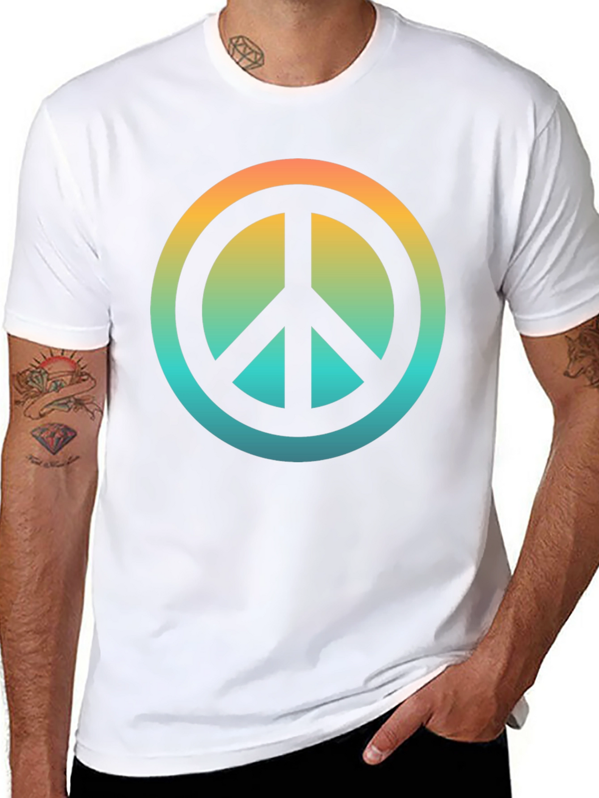 Retro Peace Sign Graphic T-Shirt - Black