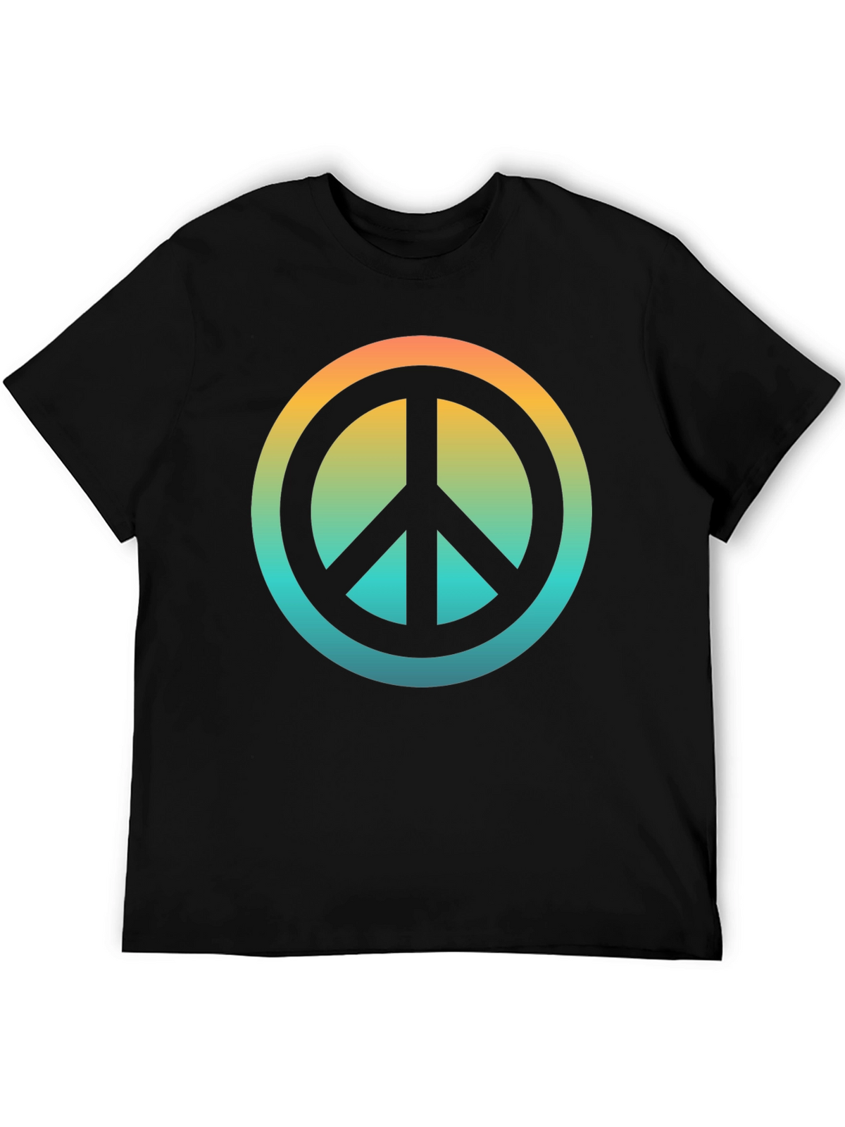 Retro Peace Sign Graphic T-Shirt - Black