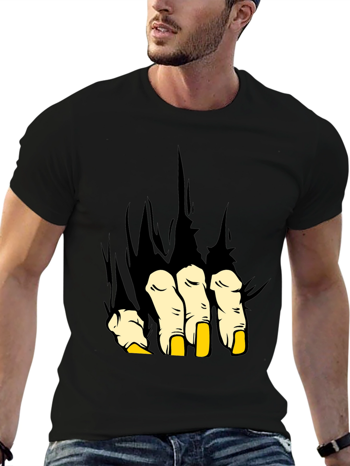 Monster Hand Graphic Print Black T-Shirt