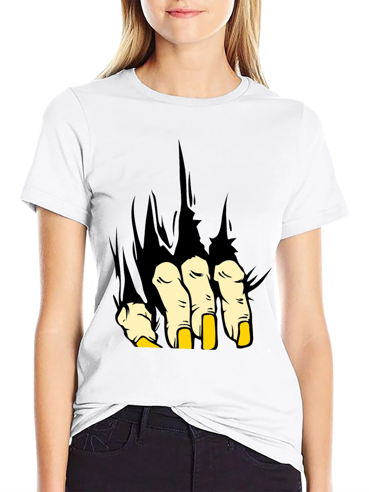 Monster Hand Graphic Print Black T-Shirt