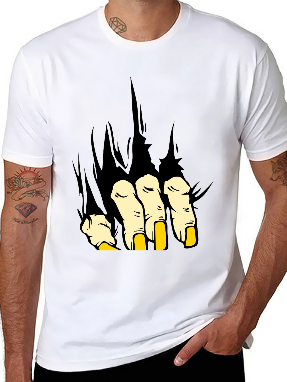 Monster Hand Graphic Print Black T-Shirt
